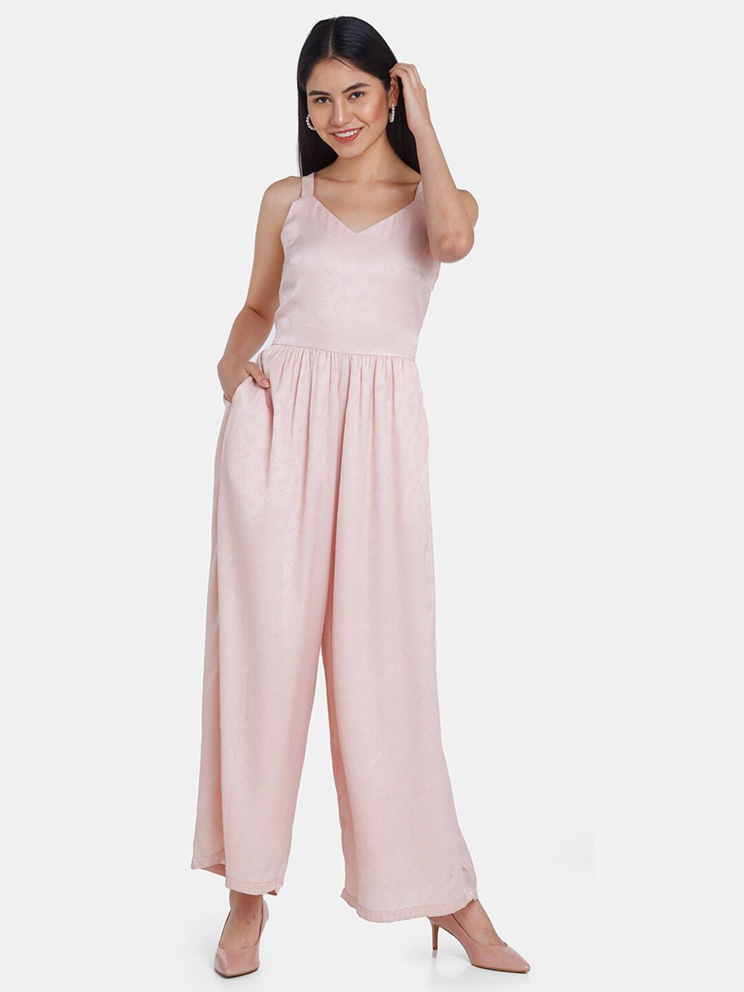 Zink London Pink Basic Jumpsuit Price in India