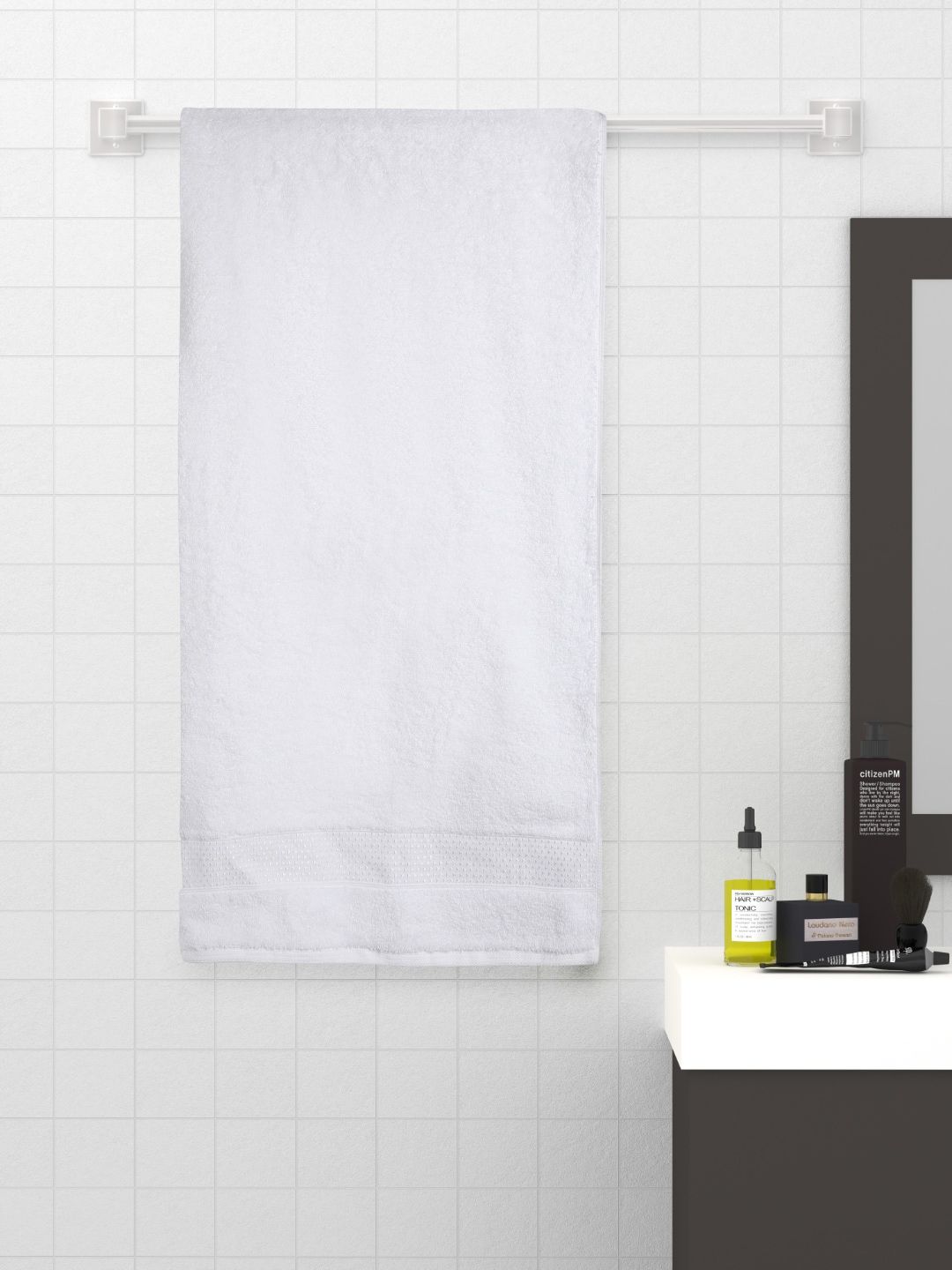 SPACES White Solid 600 GSM Cotton Bath Towels Price in India