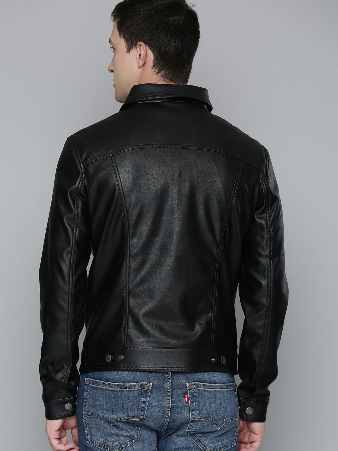 Buy Levis Men Solid Leather Jacket - Jackets for Men 18973580 | Myntra