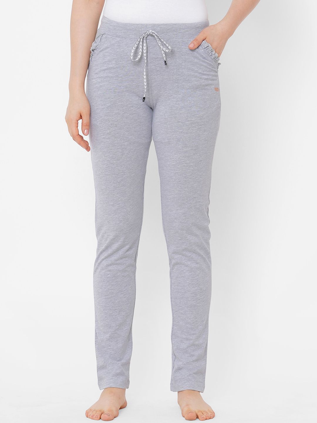 Sweet Dreams Women Grey Melange Solid Cotton Lounge Pants Price in India