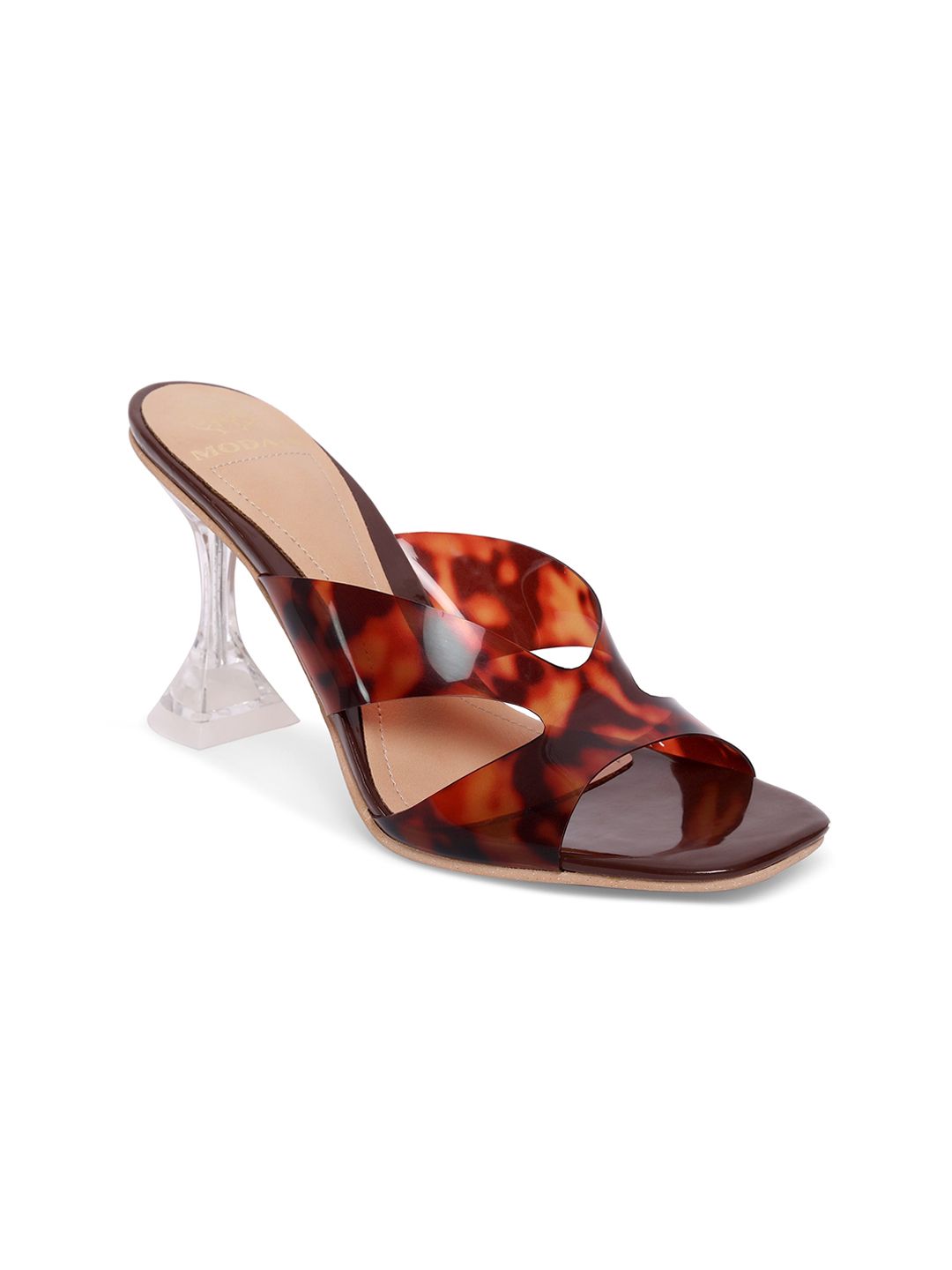 MODA-X Brown Printed Kitten Heels Price in India