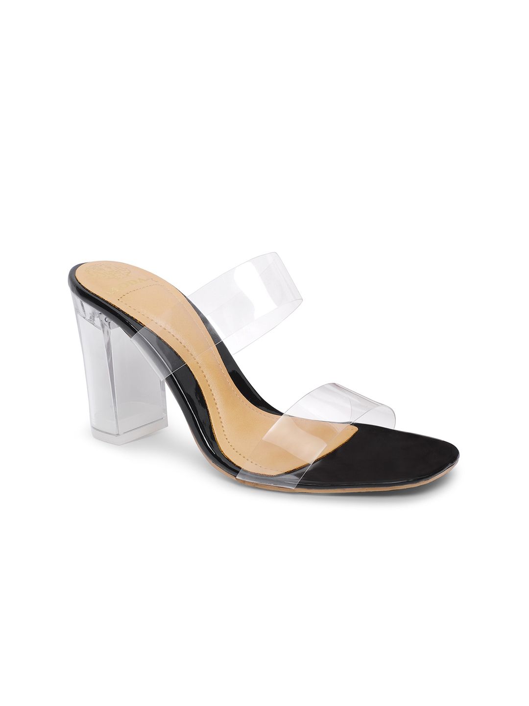 MODA-X Women Black & Transparent Block Sandals Price in India