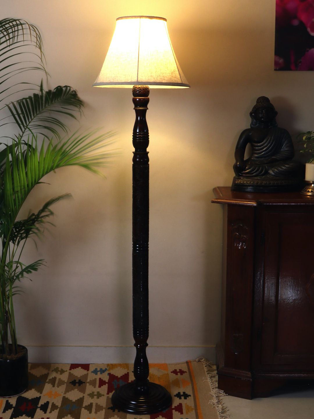 nakshikathaa Brown & Beige Solid Floor Lamps Price in India