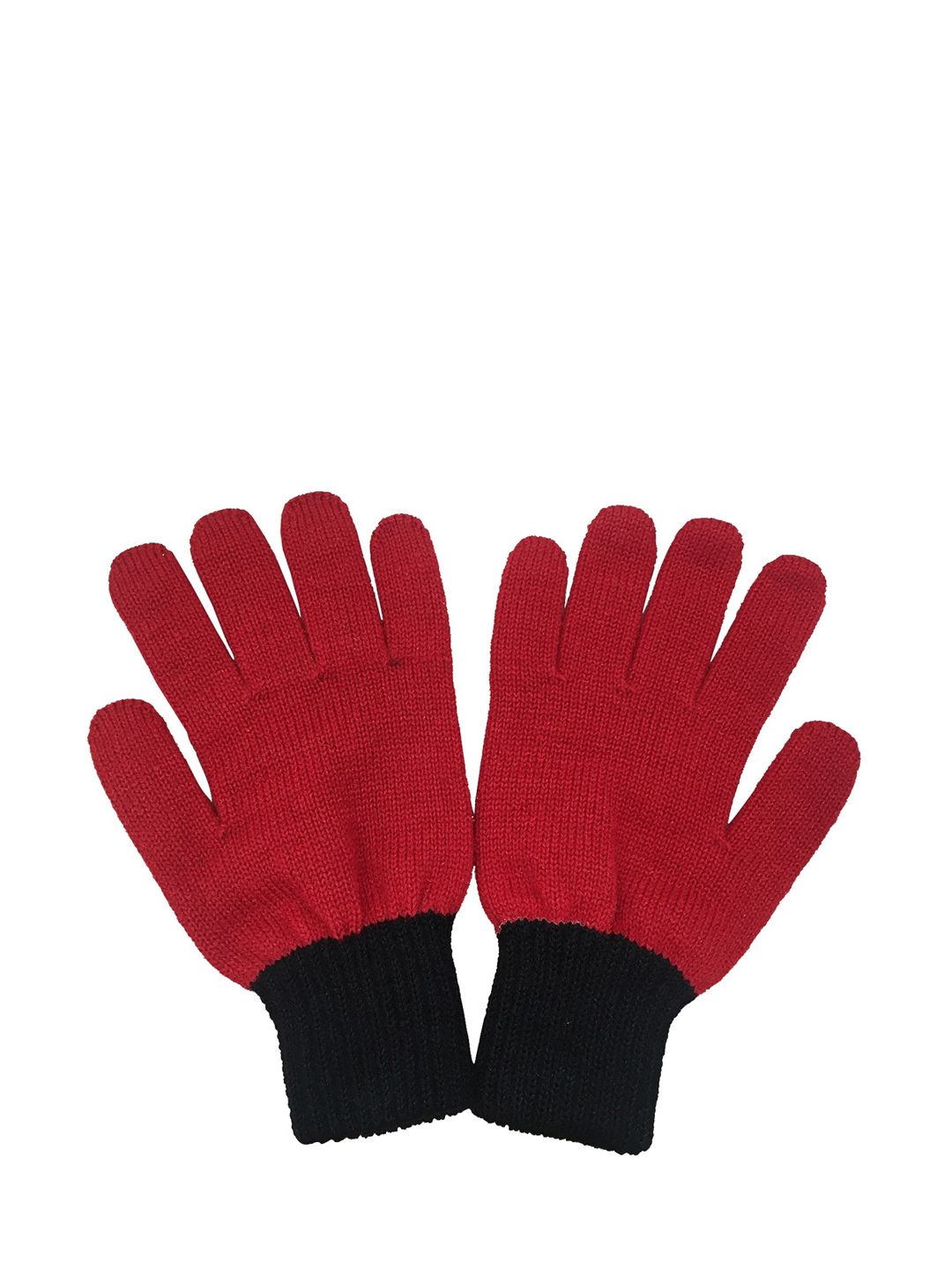 Gajraj Women Red Solid Woolen Winter Gloves Price in India