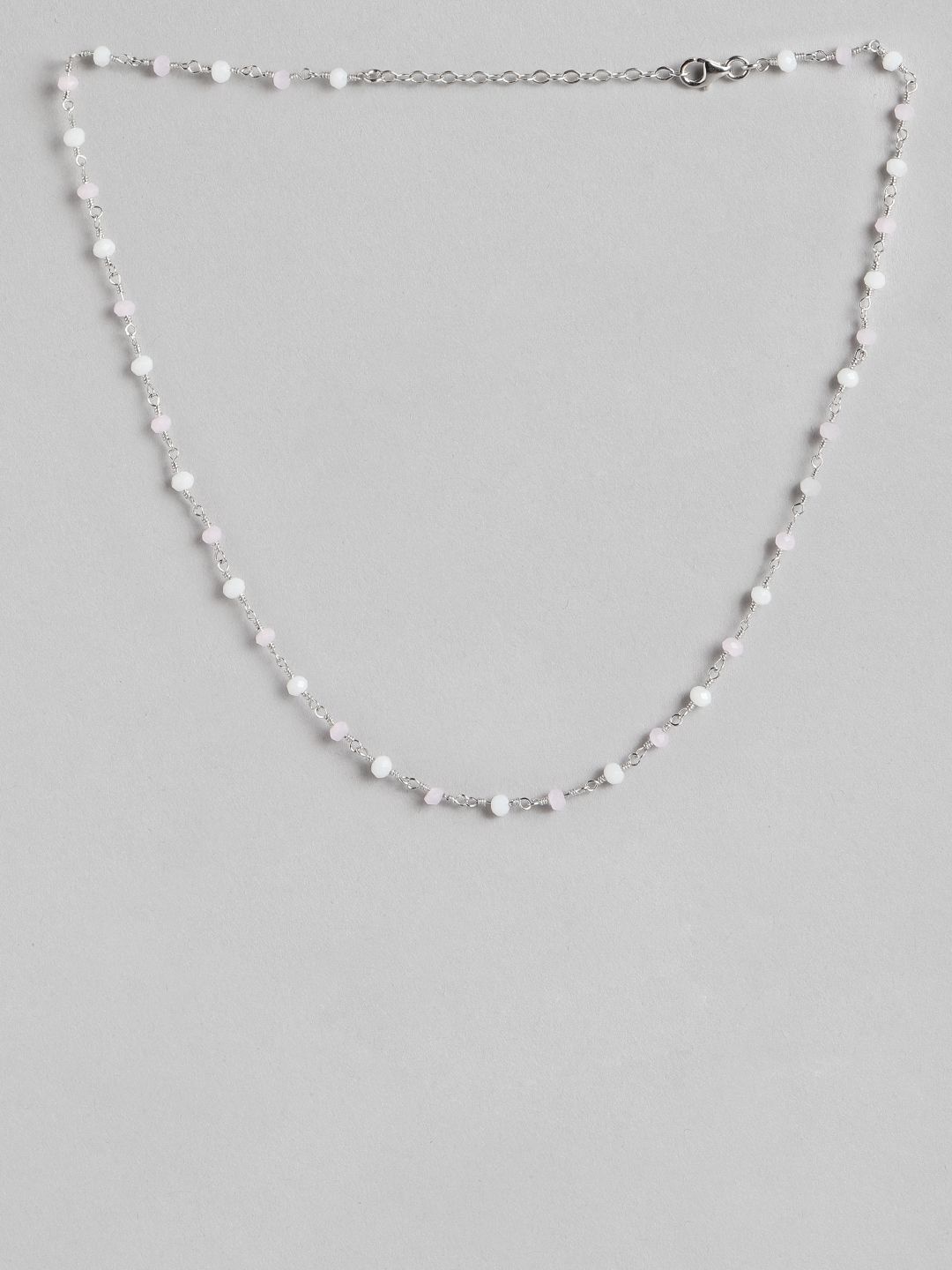Carlton London Silver-Toned & White Brass Rhodium-Plated Necklace Price in India