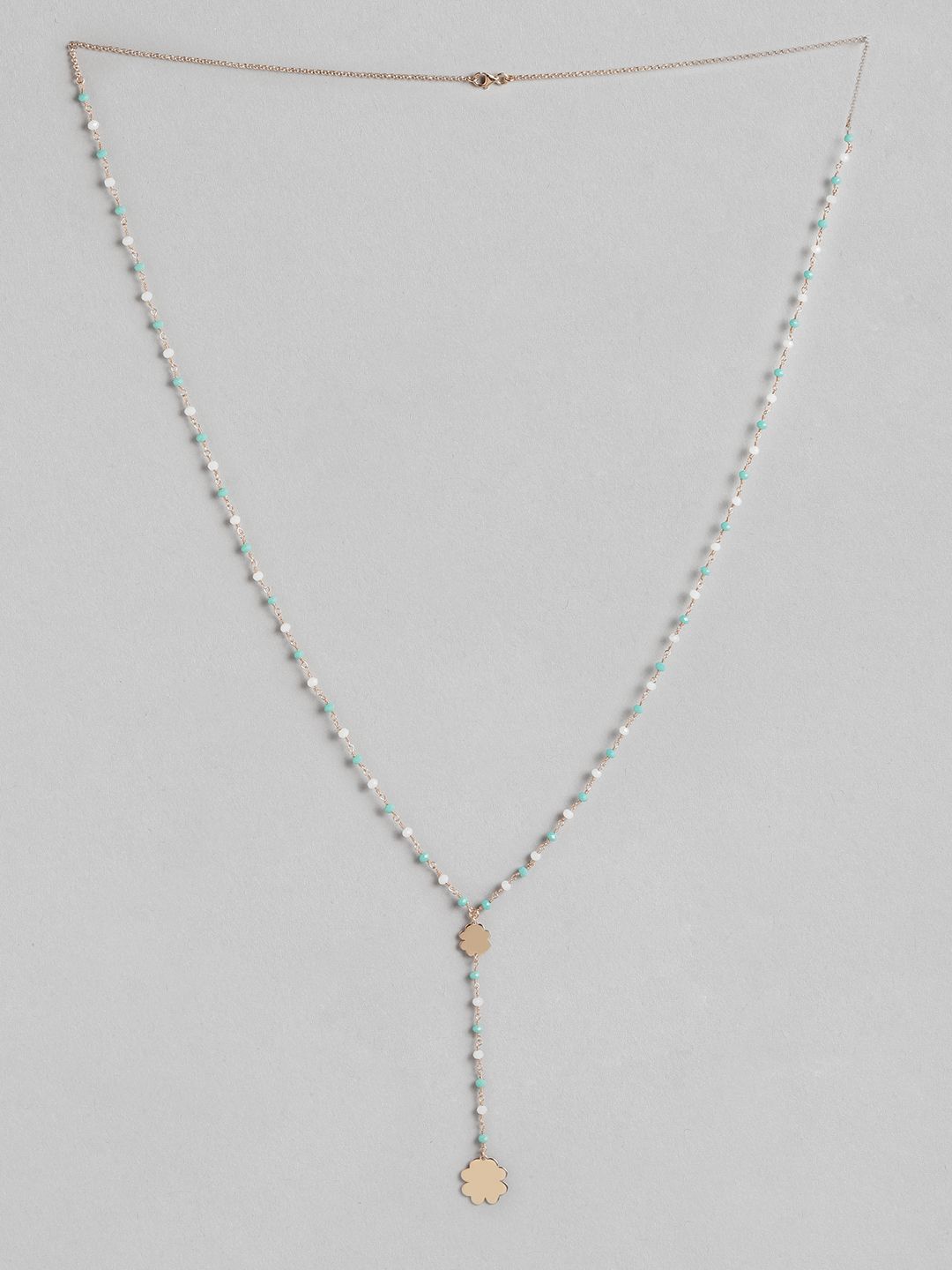 Carlton London Rose Gold-Plated & Sea Green Brass Necklace Price in India