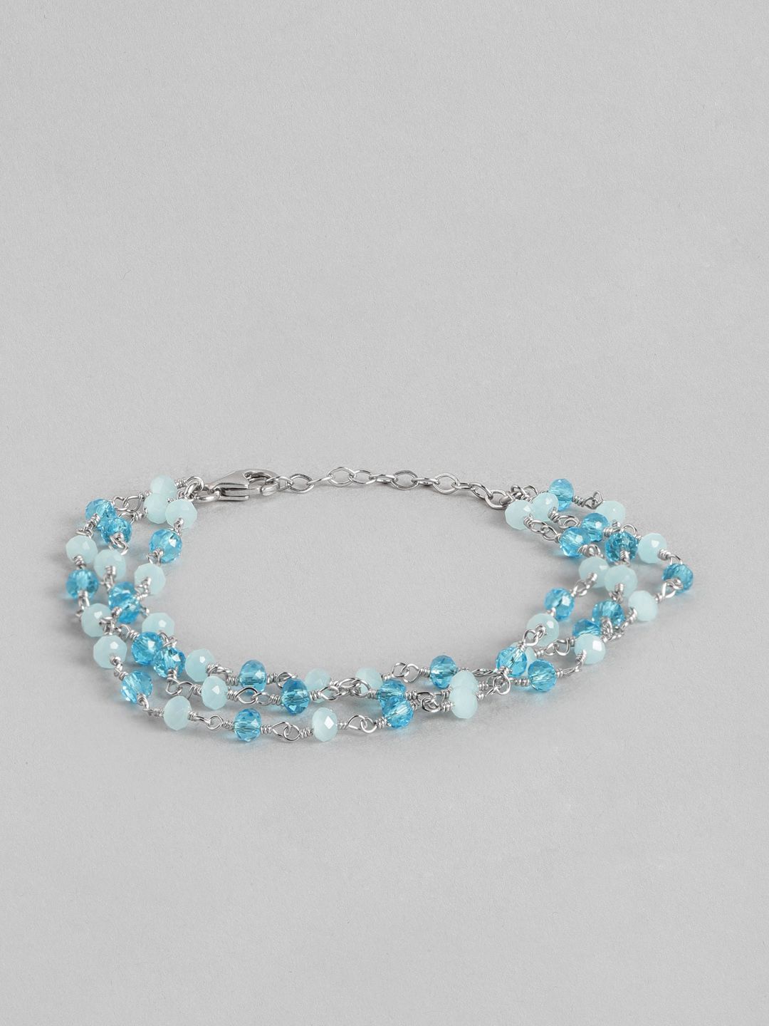 Carlton London Women Silver-Toned & Blue Brass Rhodium-Plated Charm Bracelet Price in India