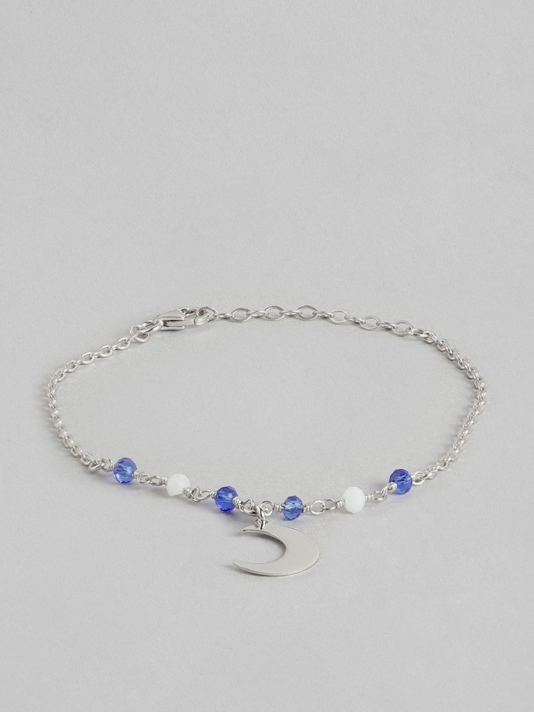 Carlton London Women Silver-Toned & Blue Brass Rhodium-Plated Charm Bracelet Price in India