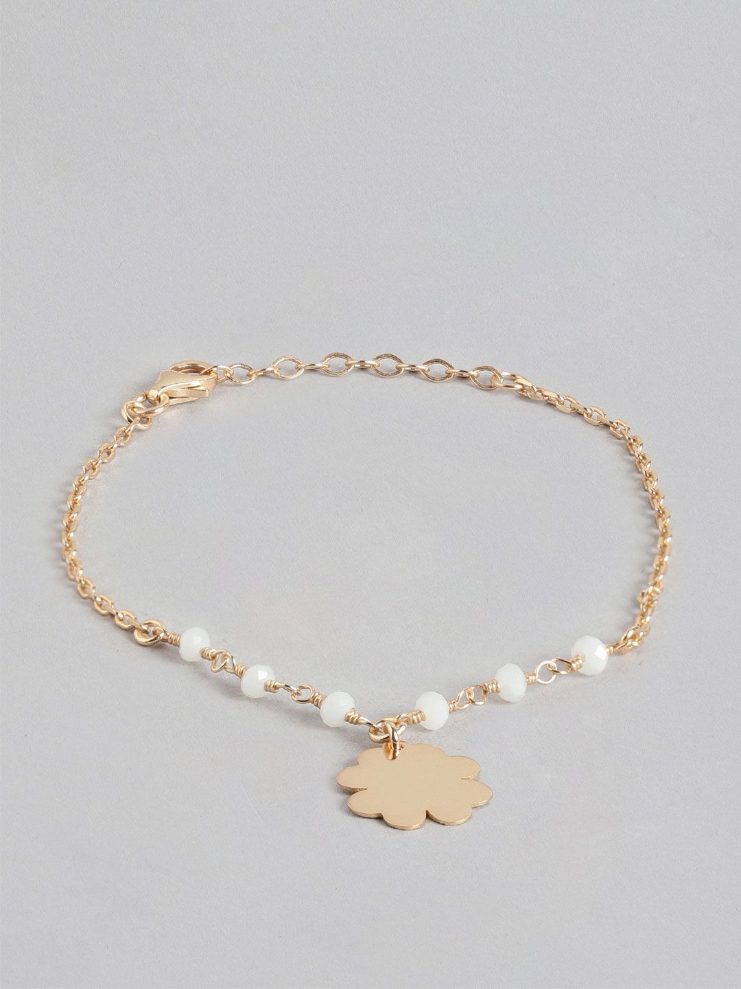 Carlton London Women Gold-Toned & White Brass Gold-Plated Charm Bracelet Price in India