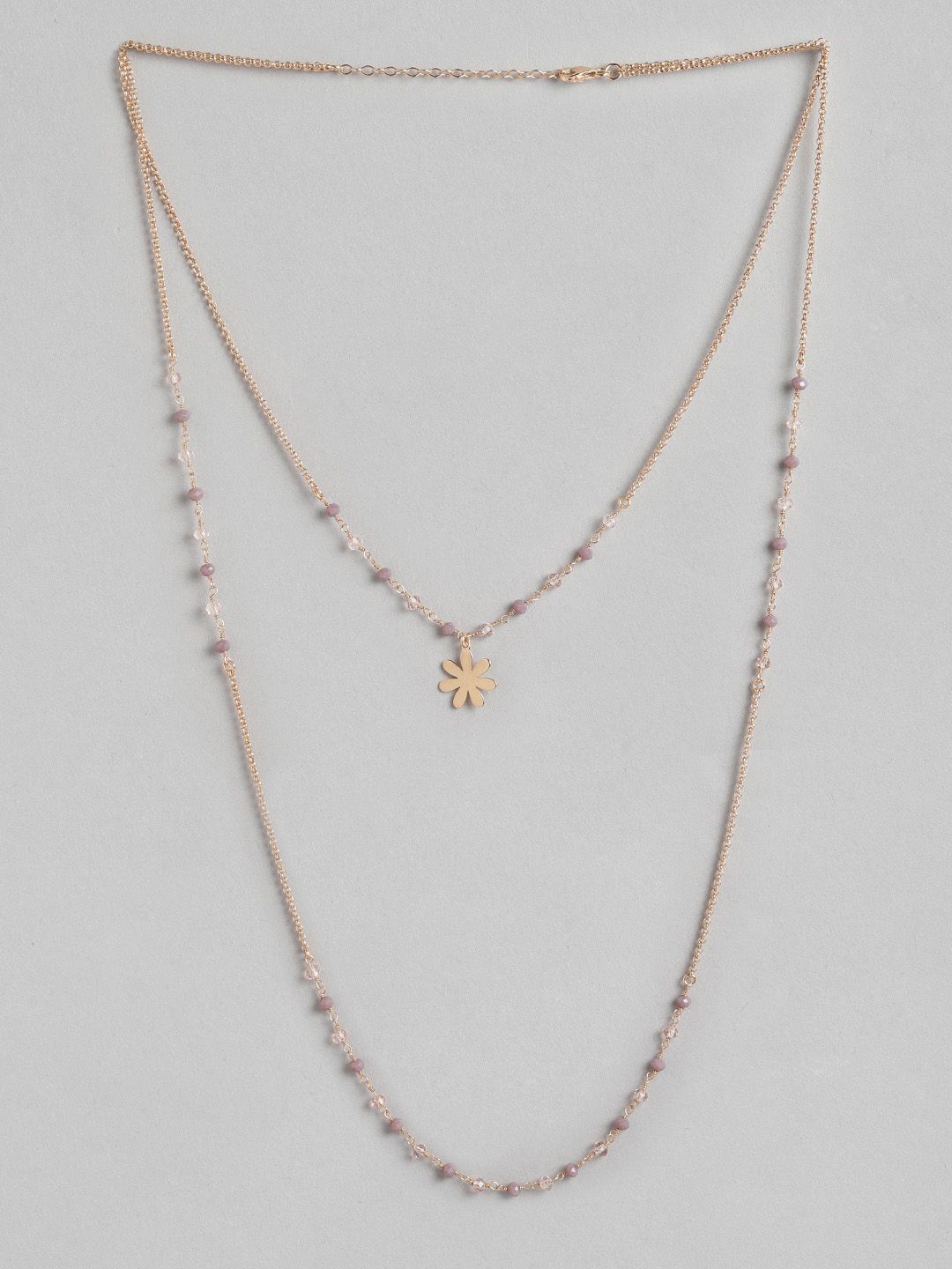 Carlton London Rose Gold-Plated & Purple Brass Layered Necklace Price in India