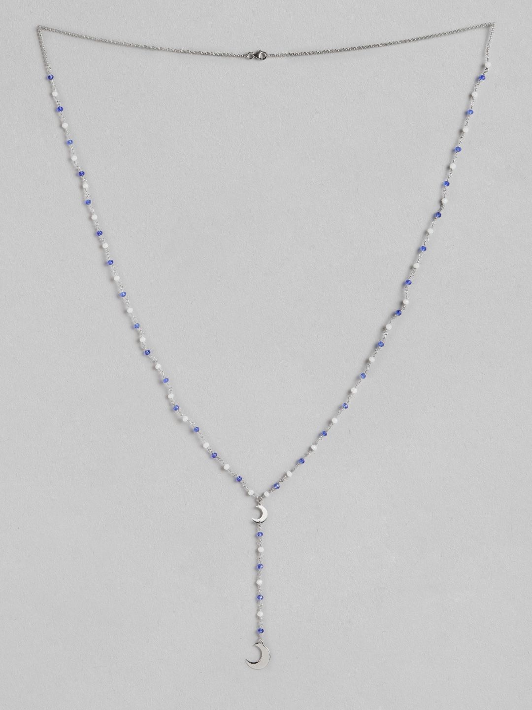 Carlton London Silver-Toned & Blue Brass Rhodium-Plated Necklace Price in India