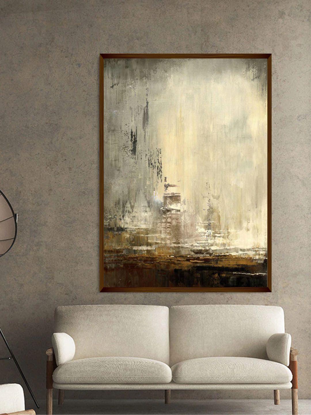 The Art House Off-White & Black Abstract Painting Framed Wall Art Price in India