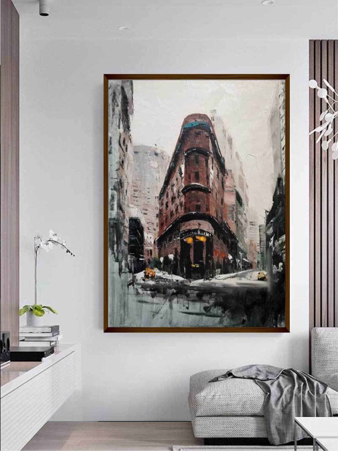The Art House Brown & Black Abstract Painting Framed Wall Art Price in India