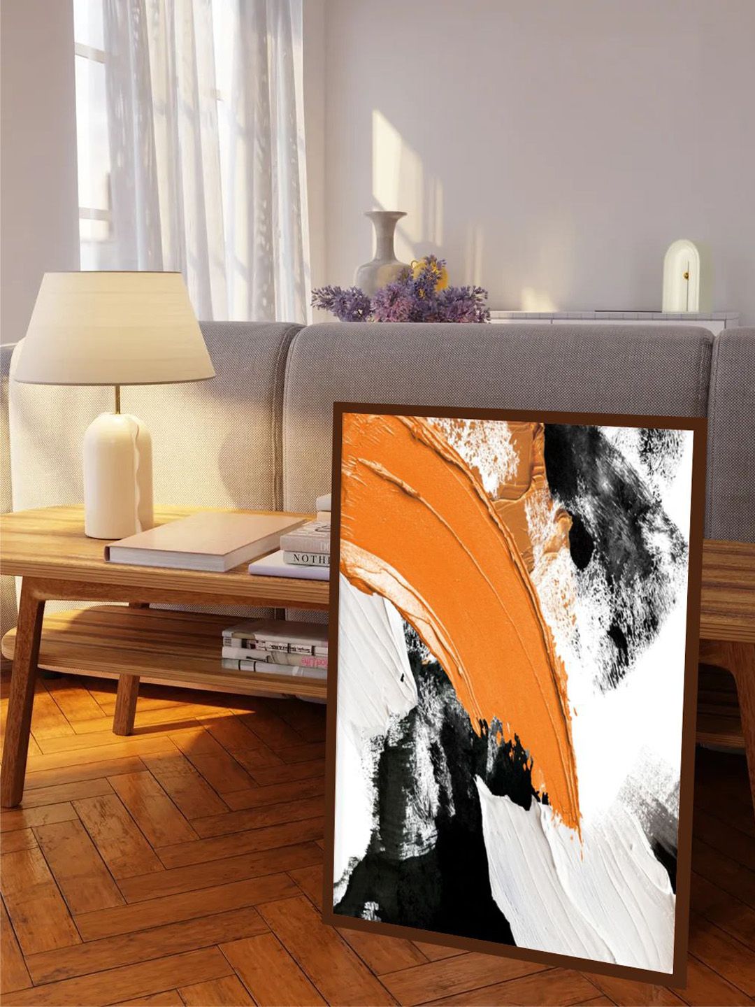 The Art House White & Black Abstract Wall Art Price in India