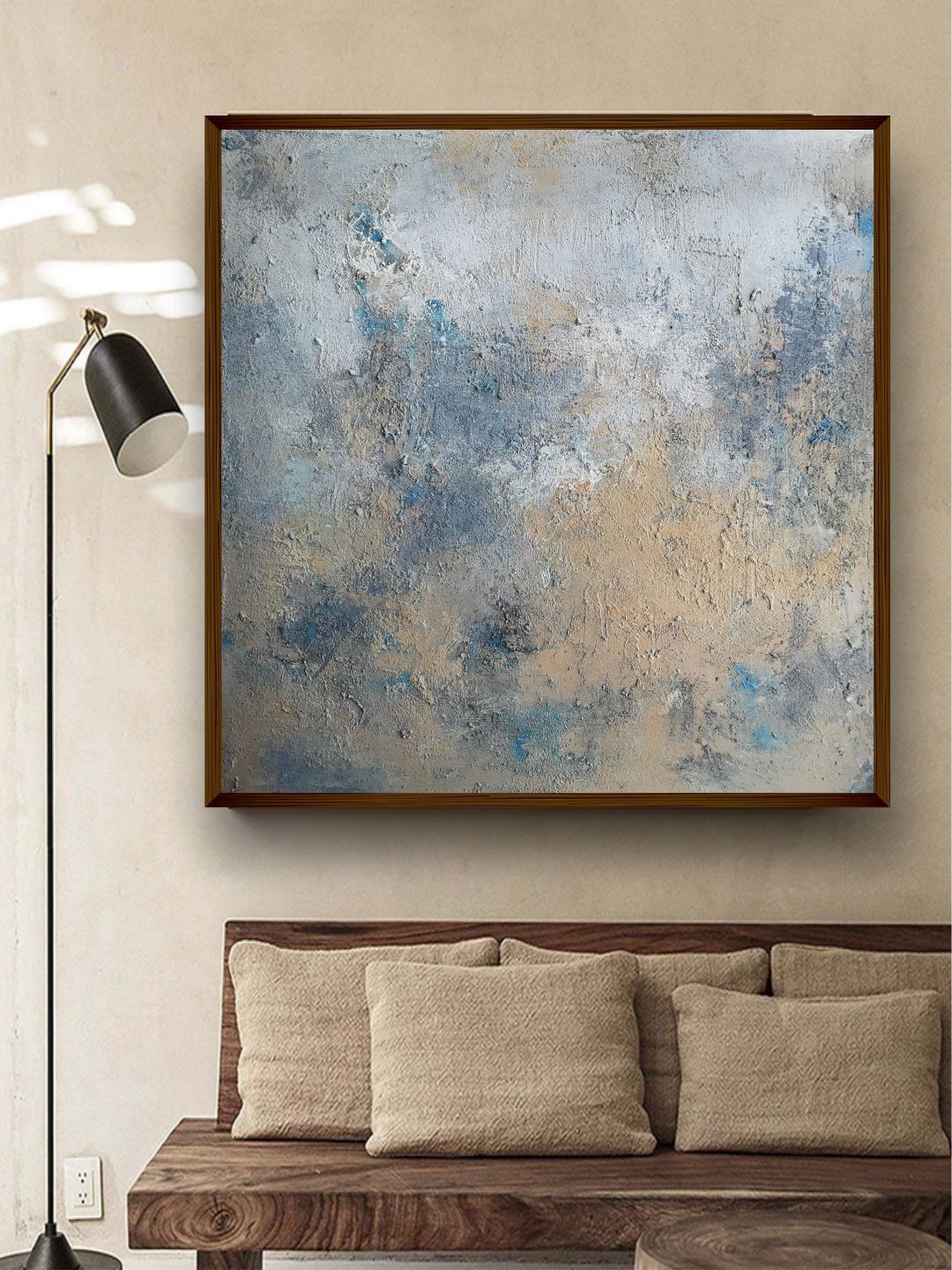 The Art House Grey & Blue Abstract Wall Art Price in India
