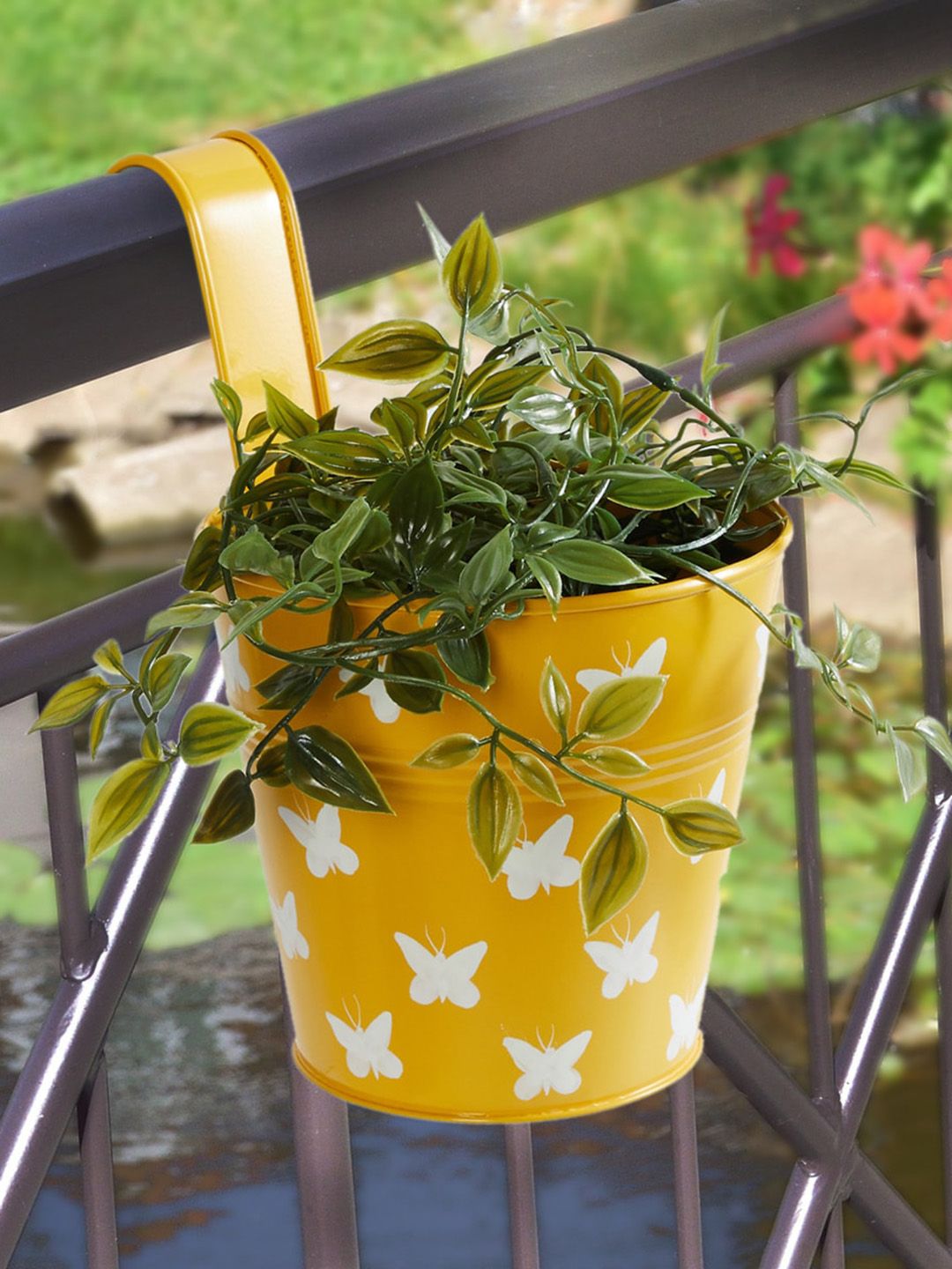 Home Centre Yellow Corsica Eden Printed Butterfly Metal Hanging Planter Price in India