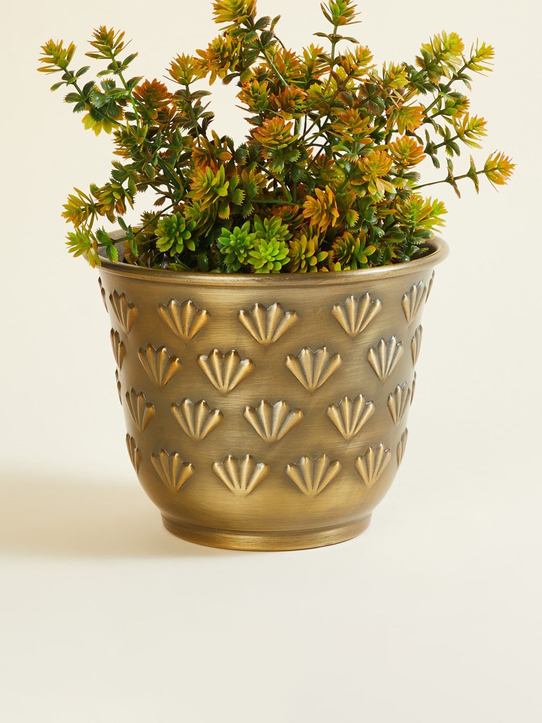 Home Centre Gold-Toned Cairo Aria Textured Metal Planter Price in India