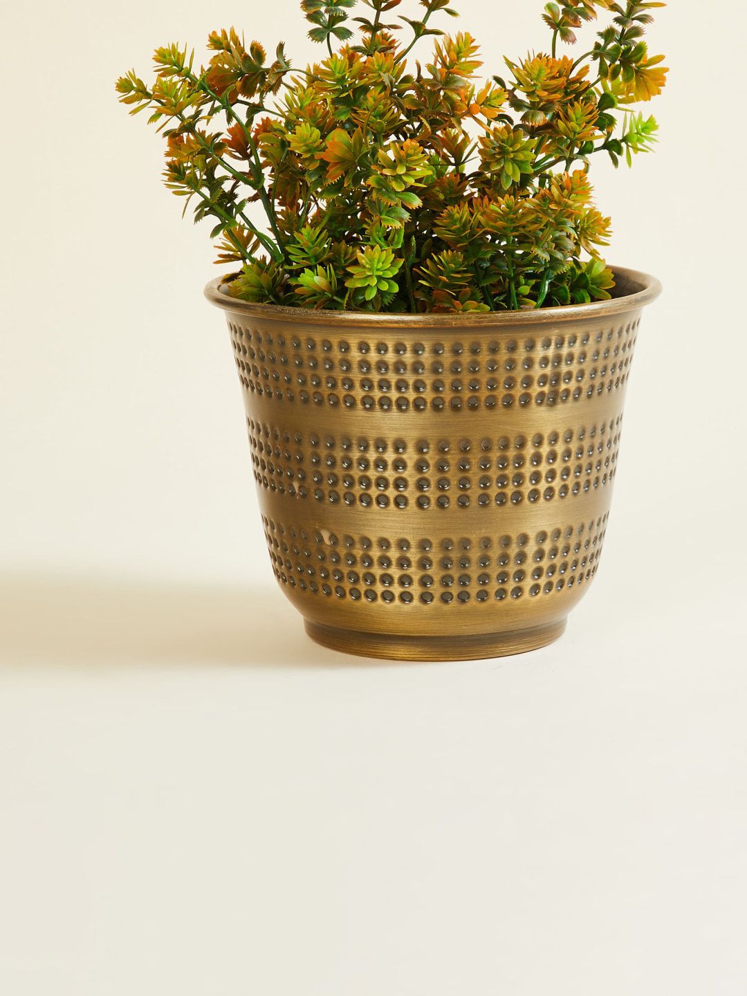 Home Centre Gold-Toned Cairo Aria Embossed Floor Metal Planter Price in India