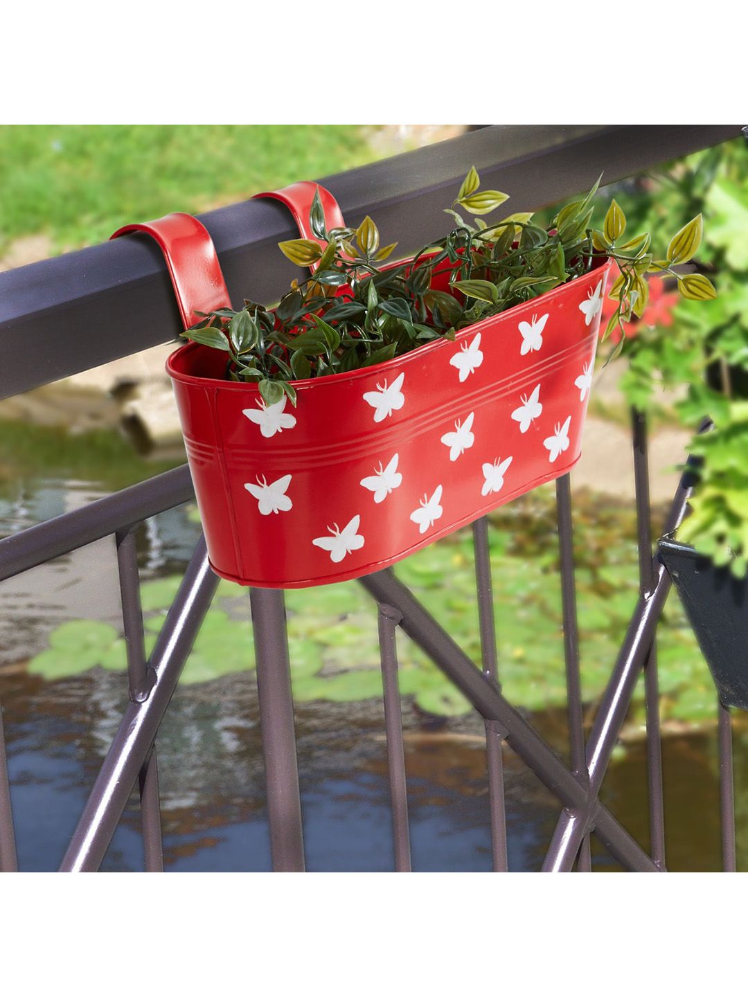 Home Centre Red Eden Printed Butterfly Corsica Metal Hanging Planter Price in India