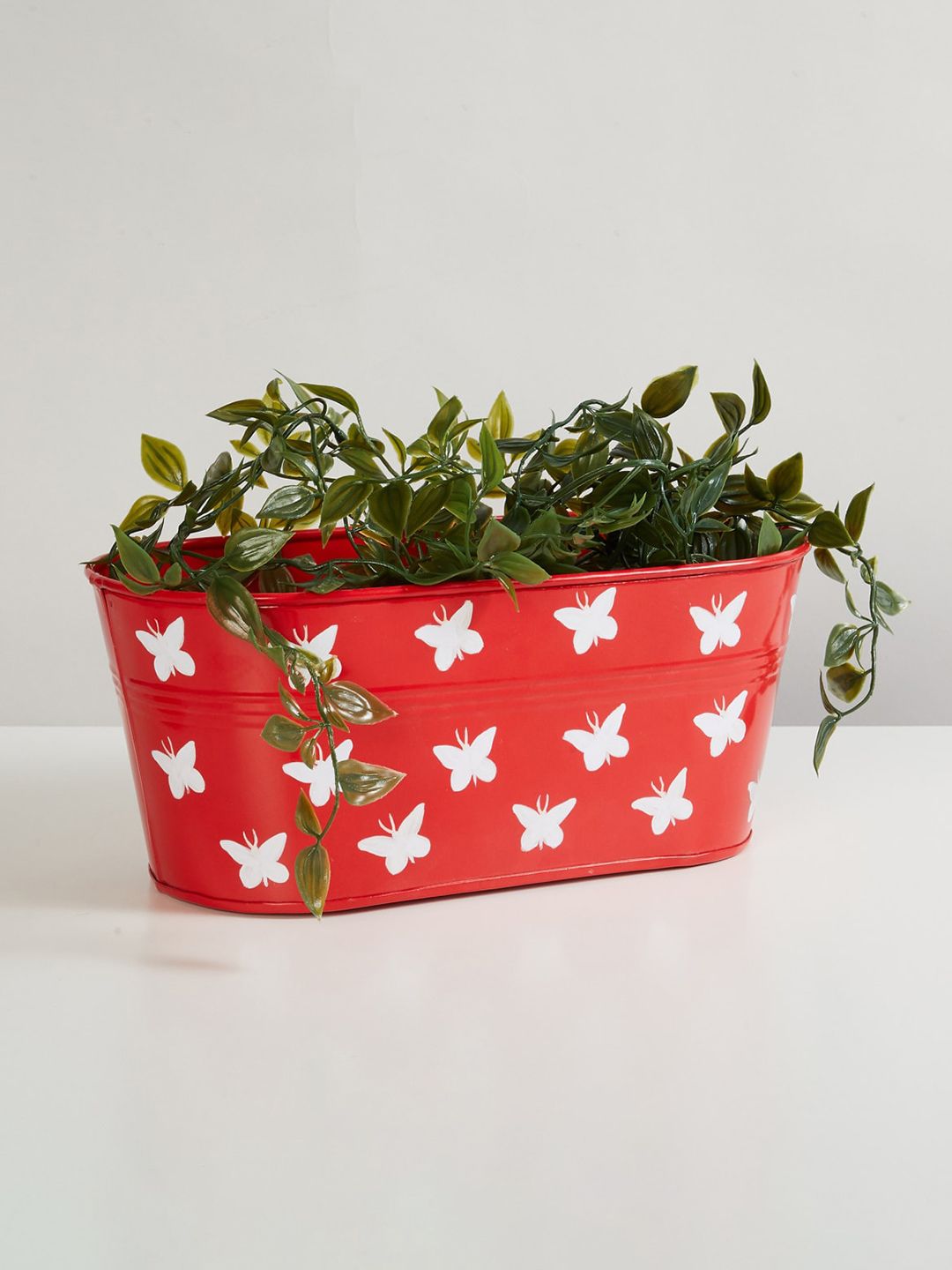 Home Centre Red Butterfly Printed Corsica Eden Metal Floor Planter Price in India