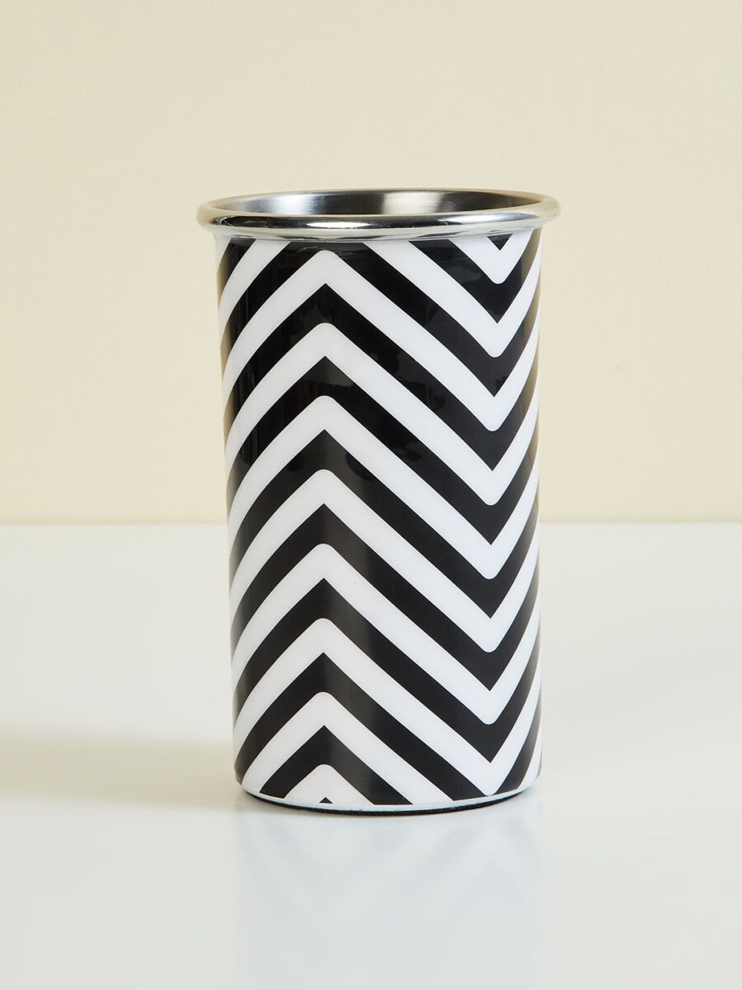 Home Centre Andrey Black and White Printed Stainless Steel Bath Tumbler Price in India