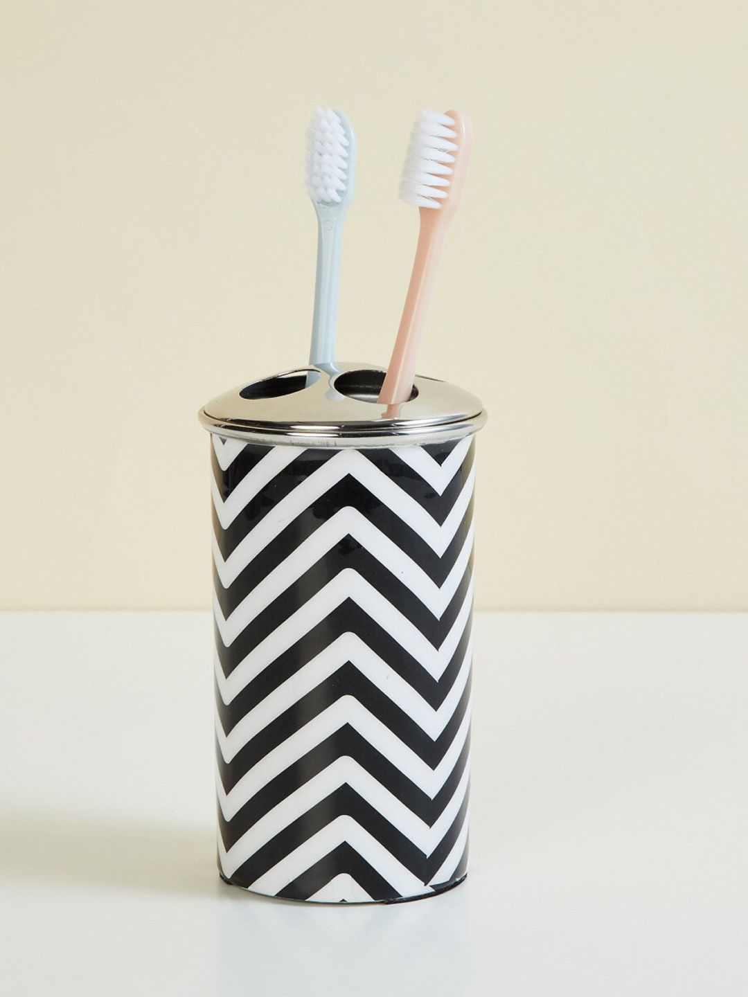 Home Centre Black & White Printed Toothbrush Holder Price in India