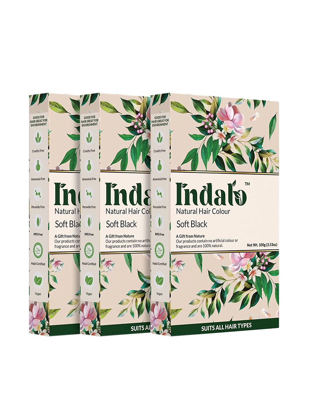 INDALO Pack of 3 Black Natural Hair Colour Price in India