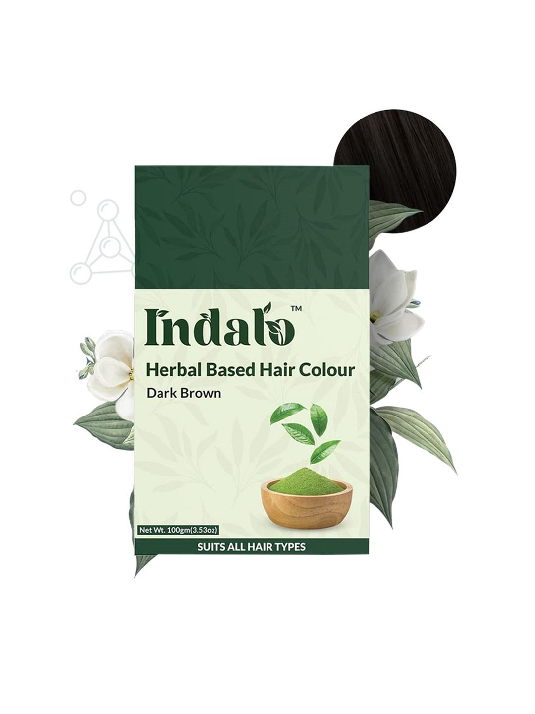 INDALO Long Lasting Herbal Based Hair Colour with Amla & Brahmi 100 g - Dark Brown Price in India