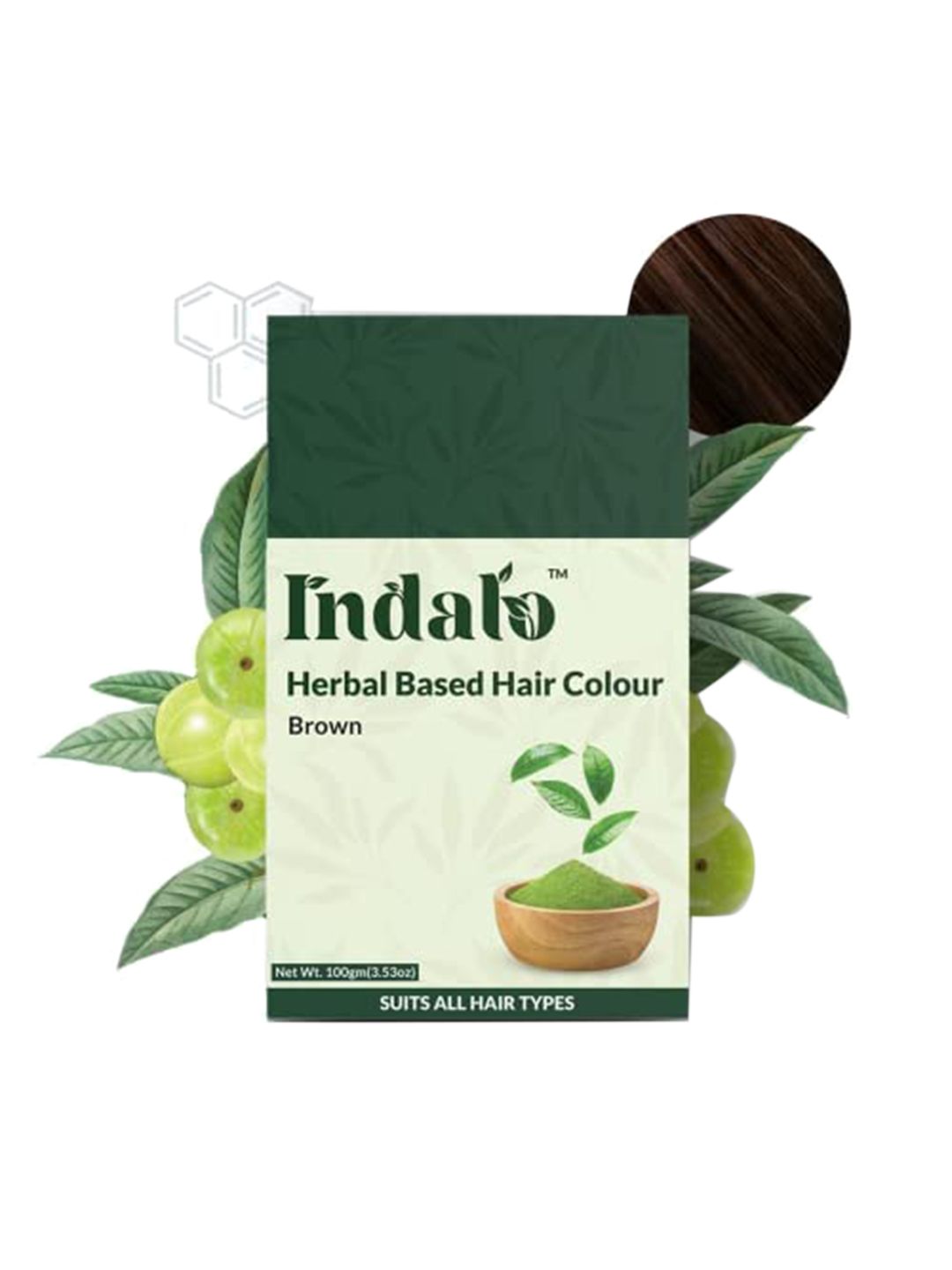 INDALO Long Lasting No Ammonia Herbal Based Hair Colour with Amla and Brahmi 100 g - Brown Price in India