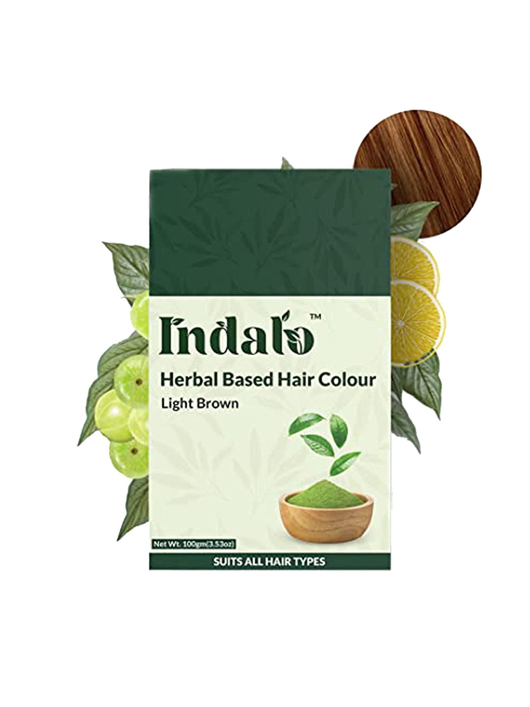 INDALO Long Lasting Herbal Based Hair Colour with Amla and Brahmi 100 g - Light Brown Price in India