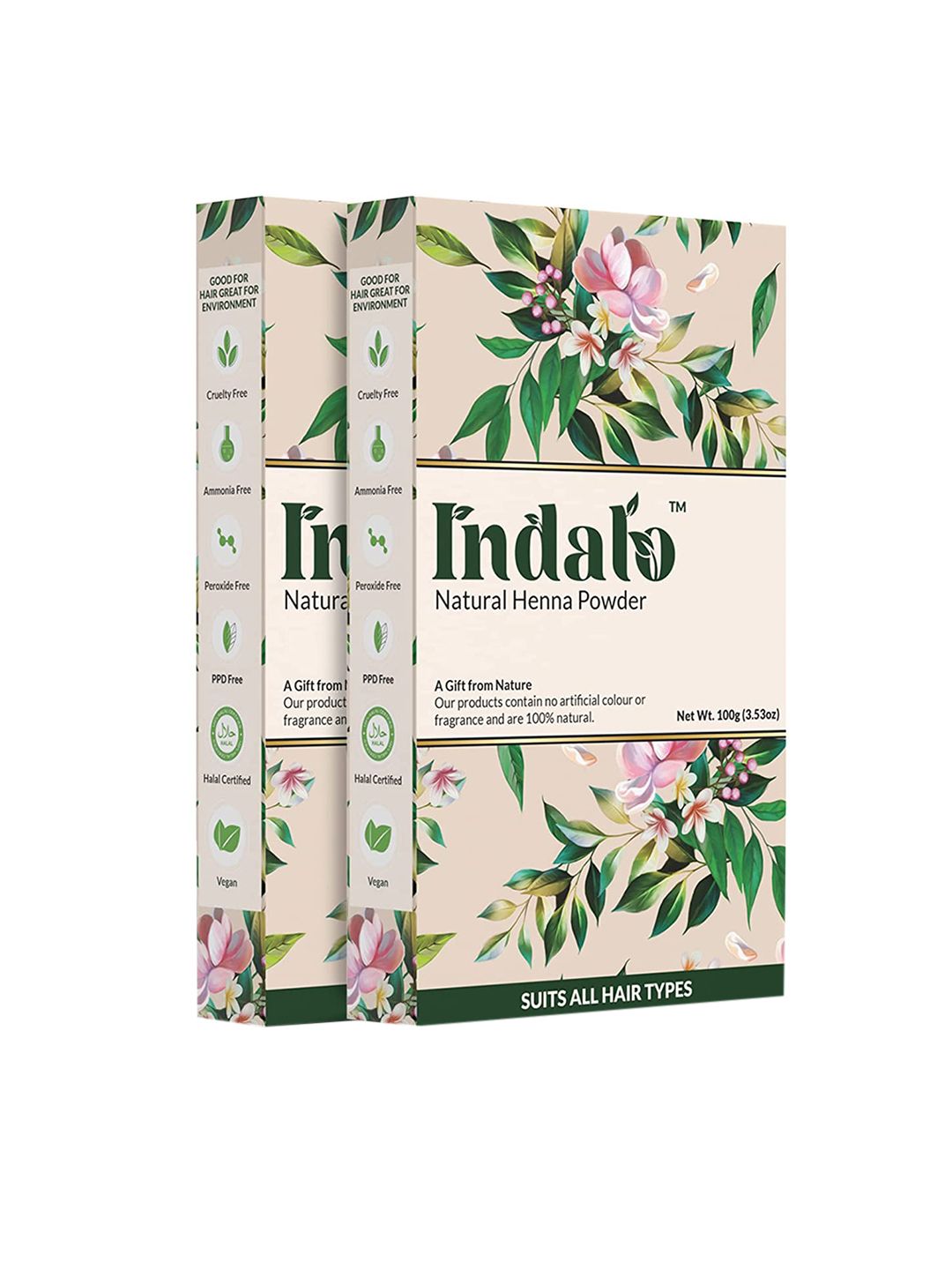 INDALO Set Of 2 Herbal Based Hair Colour - Henna 100 gm Each Price in India