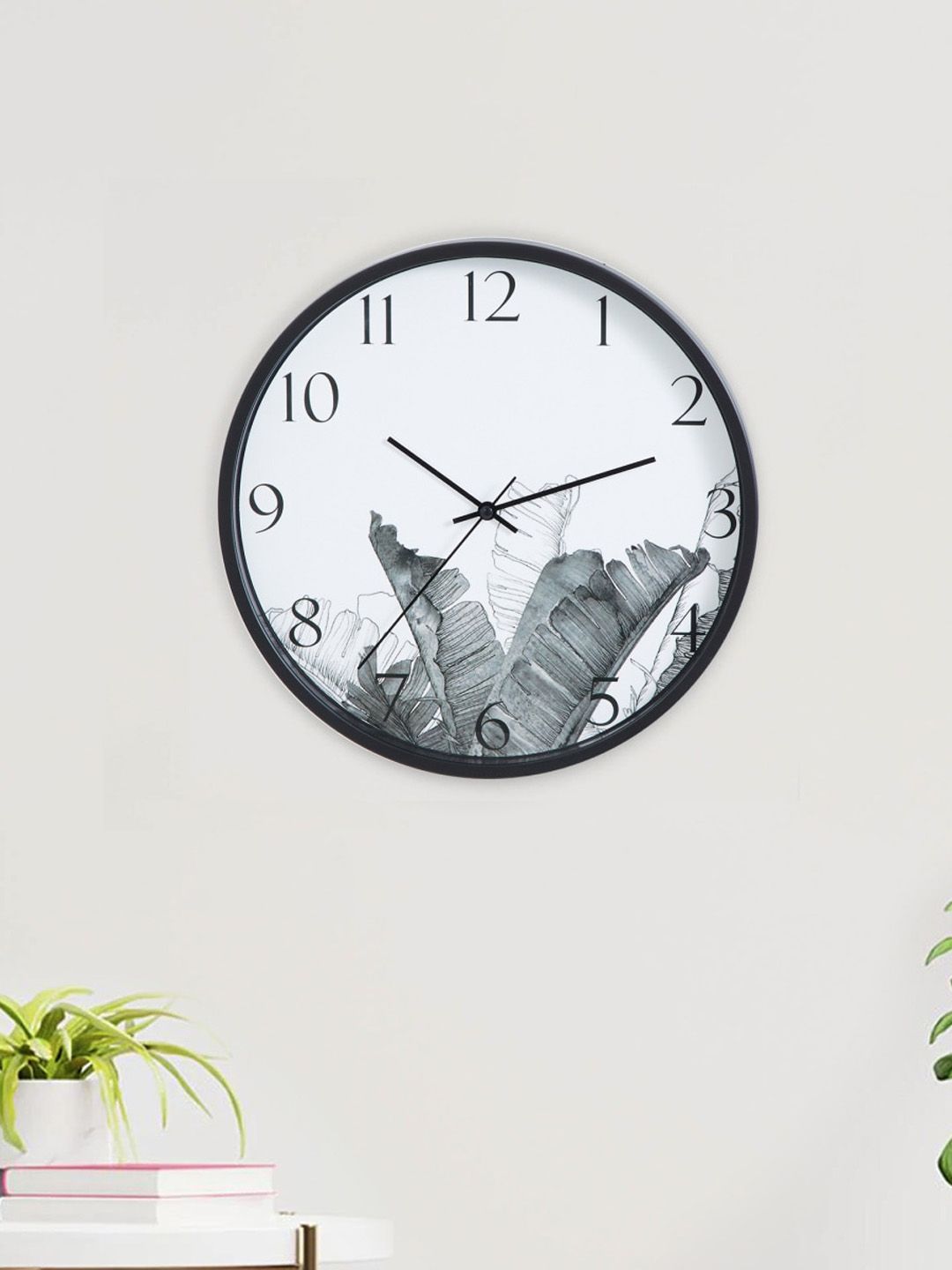 Home Centre Black & White Printed Contemporary Wall Clock Price in India