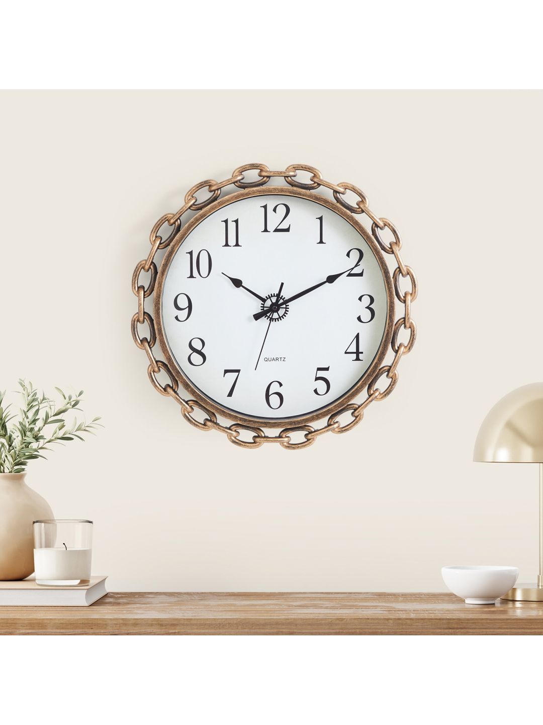 Casablanca White Textured Chain Design Analogue Round Wall Clock - 45cm Price in India