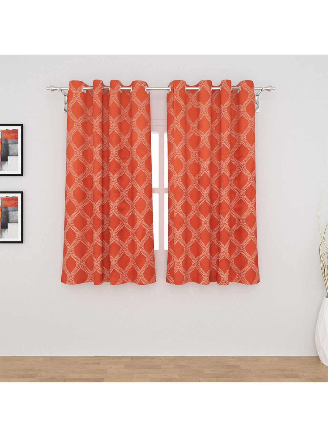Home Centre Red Set of 2 Black Out Window Curtain Price in India