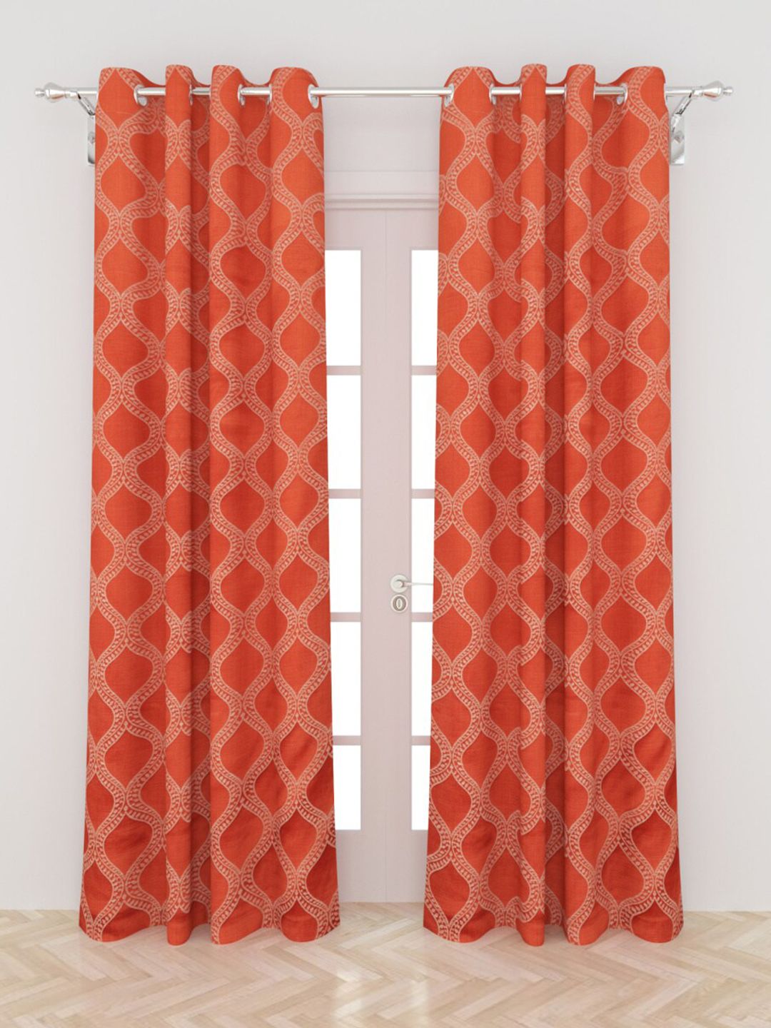 Home Centre Red Printed Blackout Door Curtains Price in India