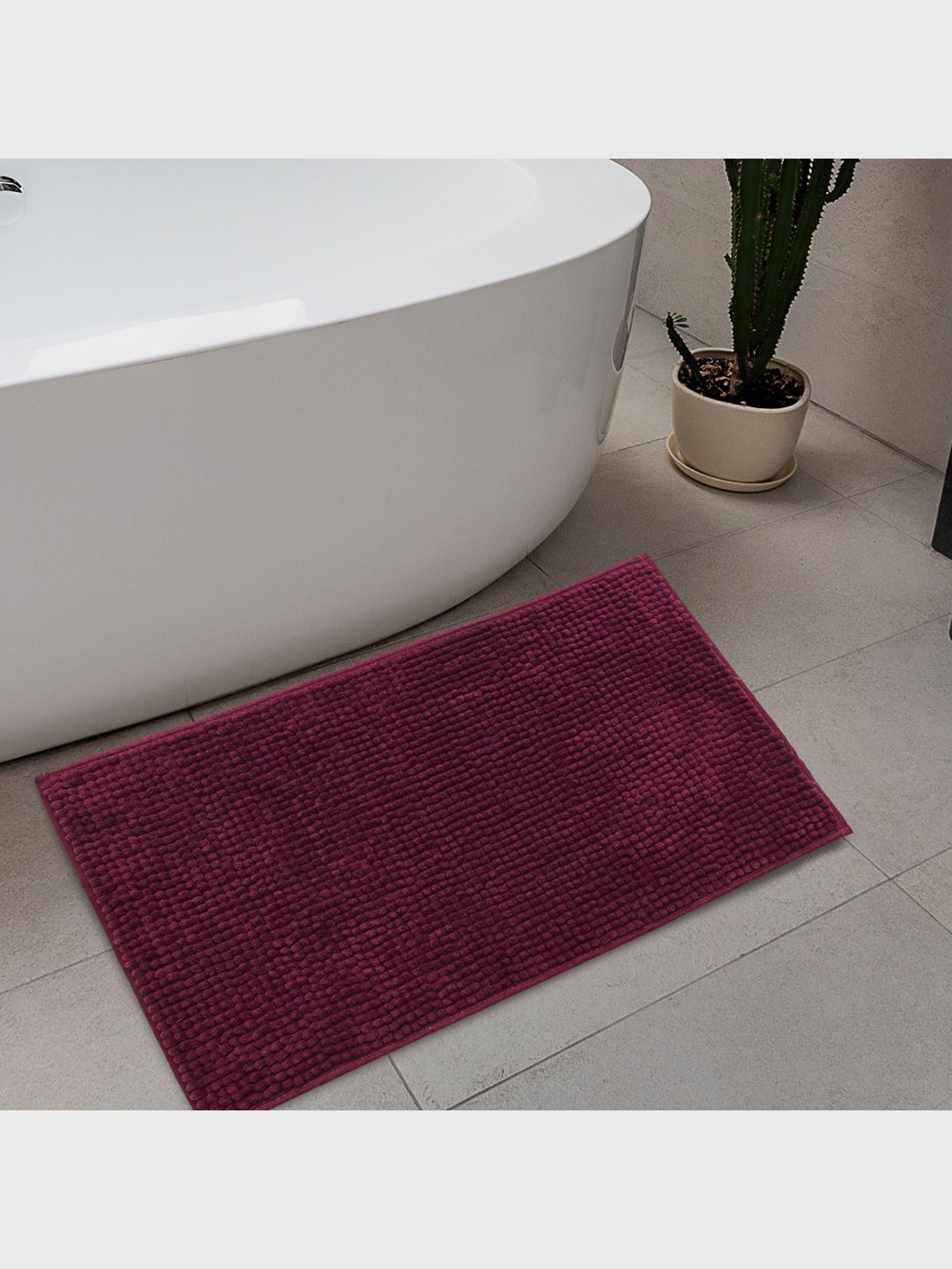 Home Centre Colour Connect-Essence Purple Textured Rectangle Bath Mat Price in India