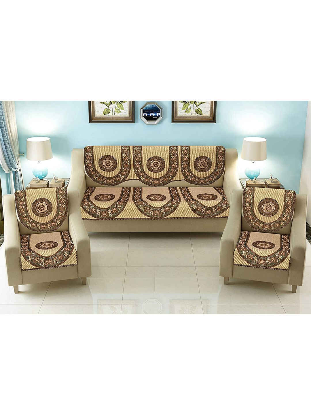 MULTITEX Brown 5 Seater Sofa Covers with Arms Price in India