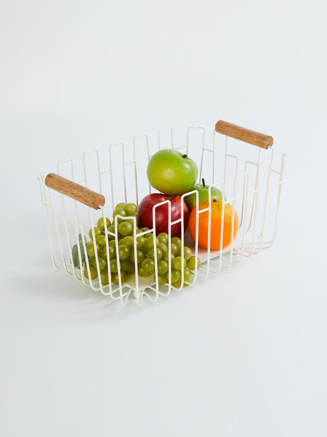 Home Centre White Metal Fruit Basket with Handles Price in India