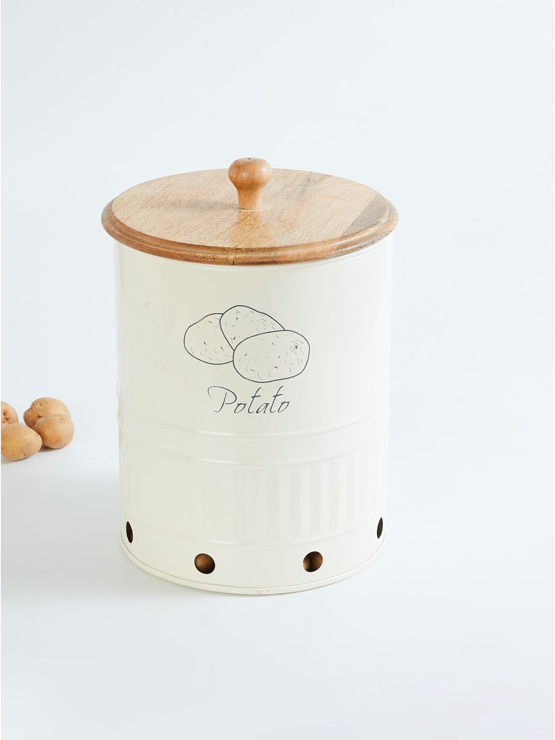 Home Centre White & Brown Printed Canister With Lid Price in India