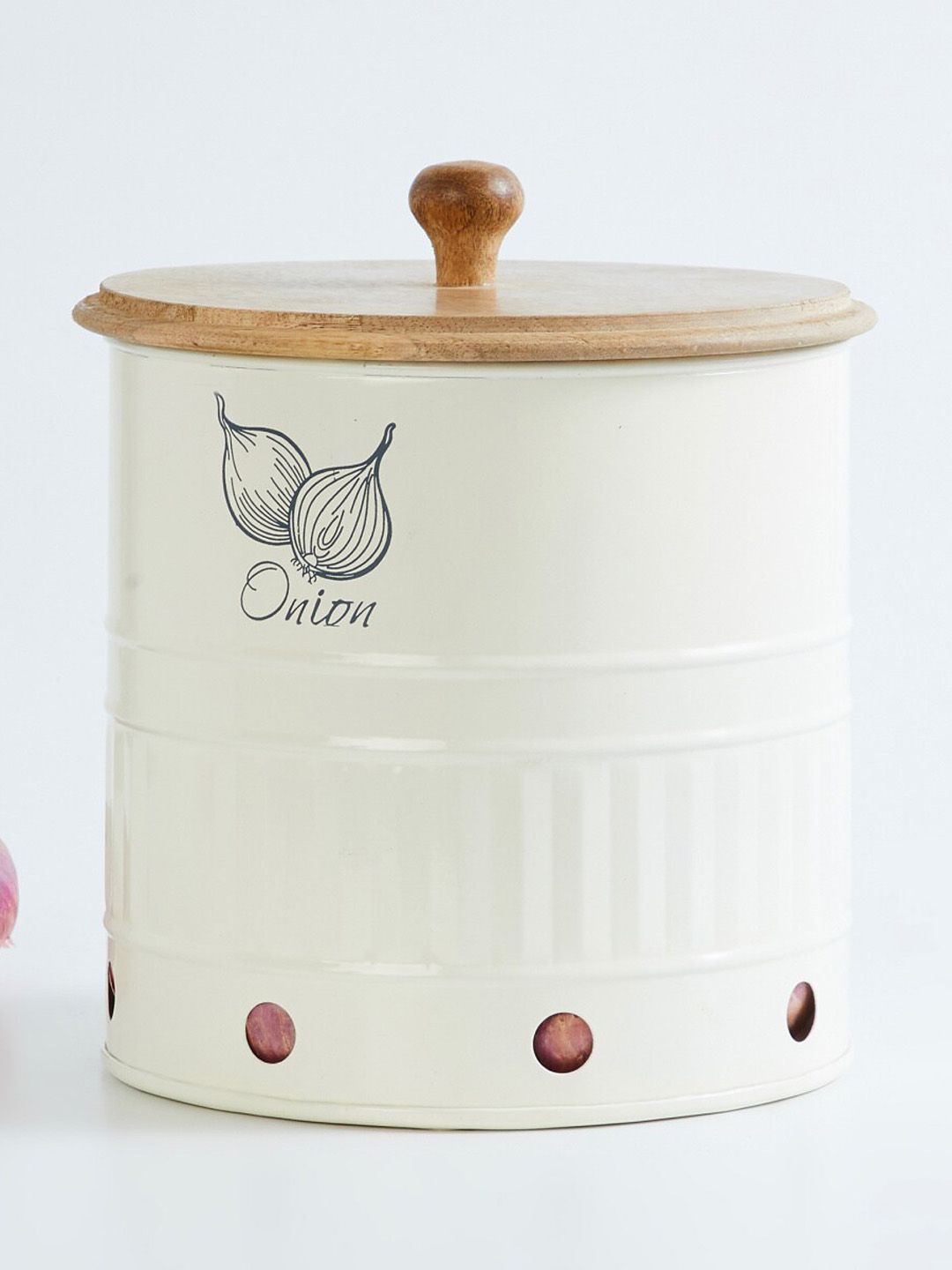 Home Centre White & Brown Printed Canister With Lid Price in India