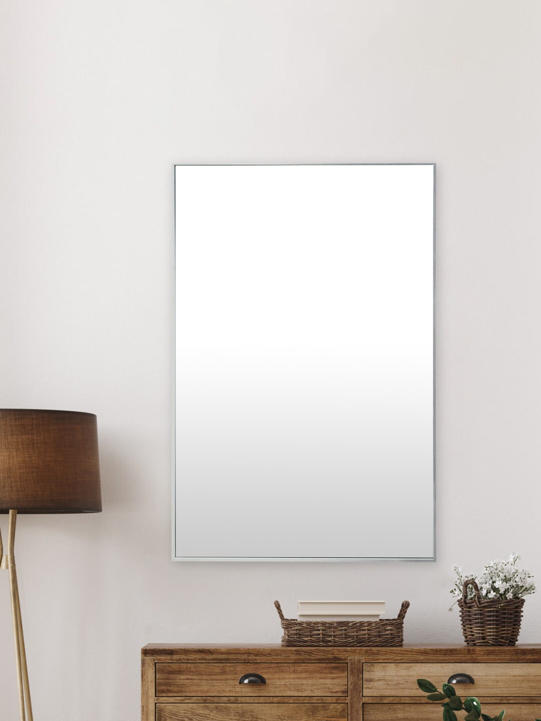 Home Centre White Solid Rectangular Mirror Price in India