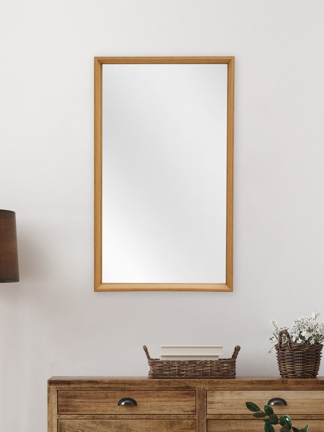 Home Centre Brown Solid Rectangular Wooden Mirrors Price in India