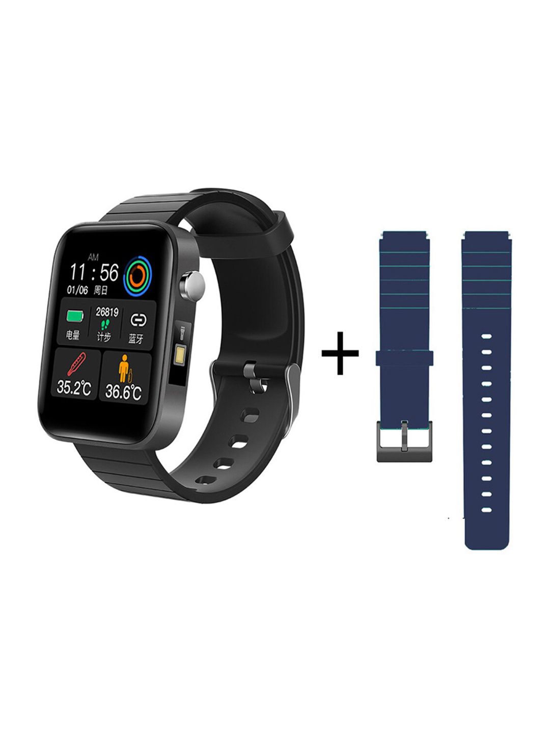 EYNK Unisex Black & Navy Blue LitFit T68 Full Touch Display Fitness Tracker Smart Watch Price in India