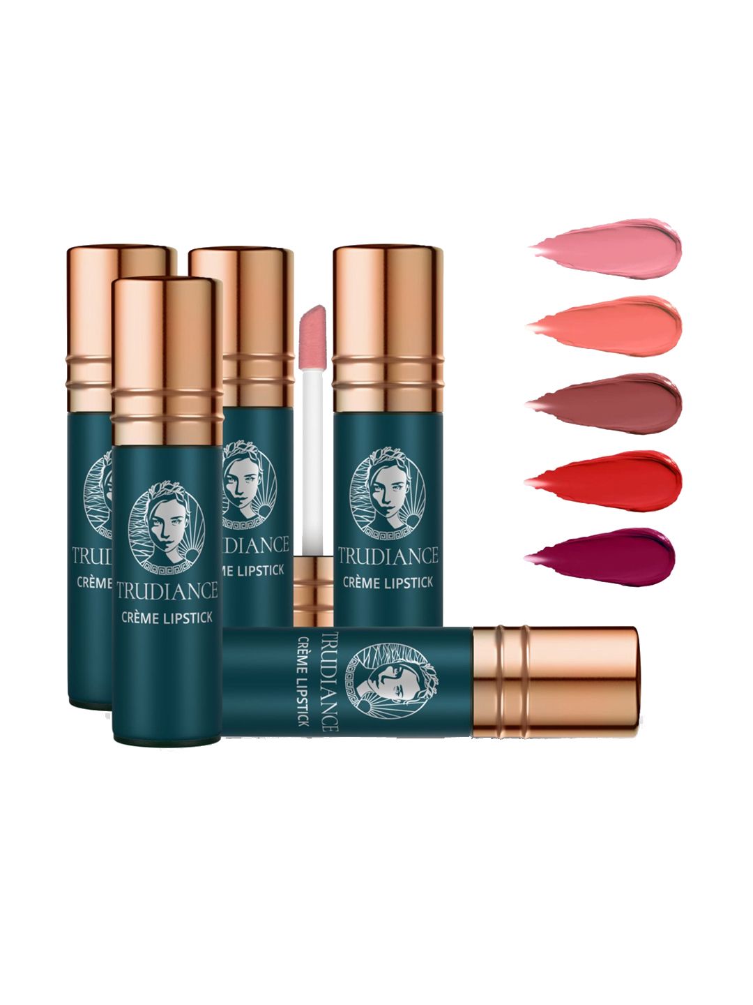 TRUDIANCE Pack of 5 Japanese Maple Sakura Cedarwood Red Oak Cascadia Creme Lipstick Price in India