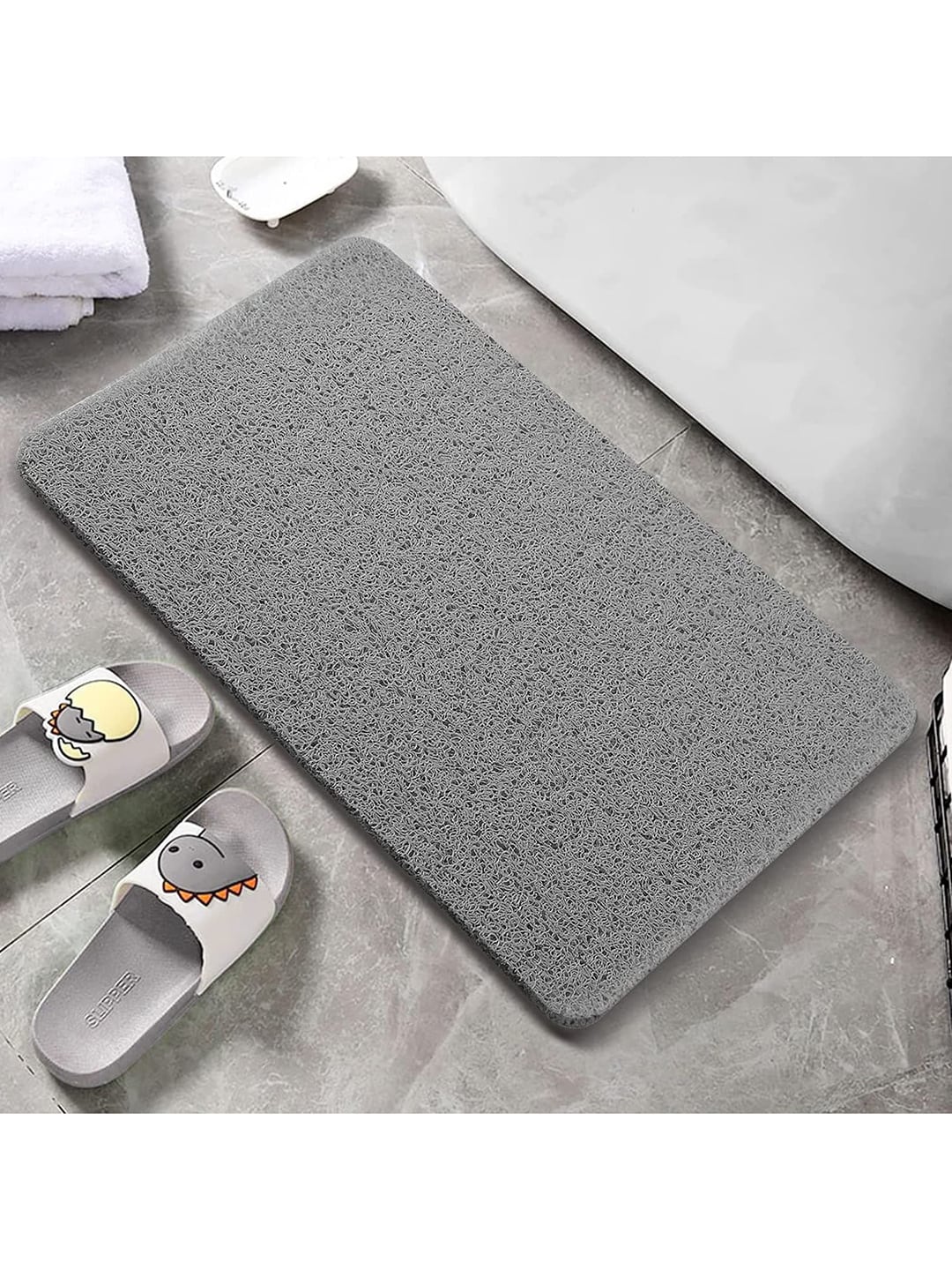 LIfeKrafts Grey Textured Anti-Skid Floor Mat Price in India