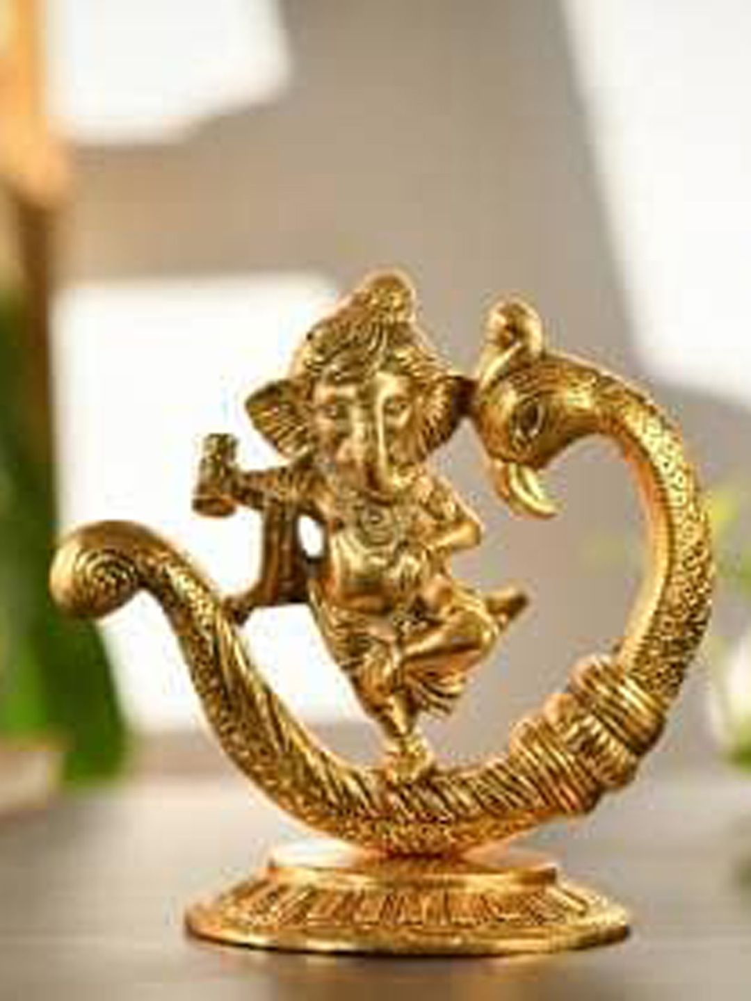 Fashion Bizz Gold-Toned Textured Ganesha Idol Showpiece for Home Pooja Entrance Decor Price in India