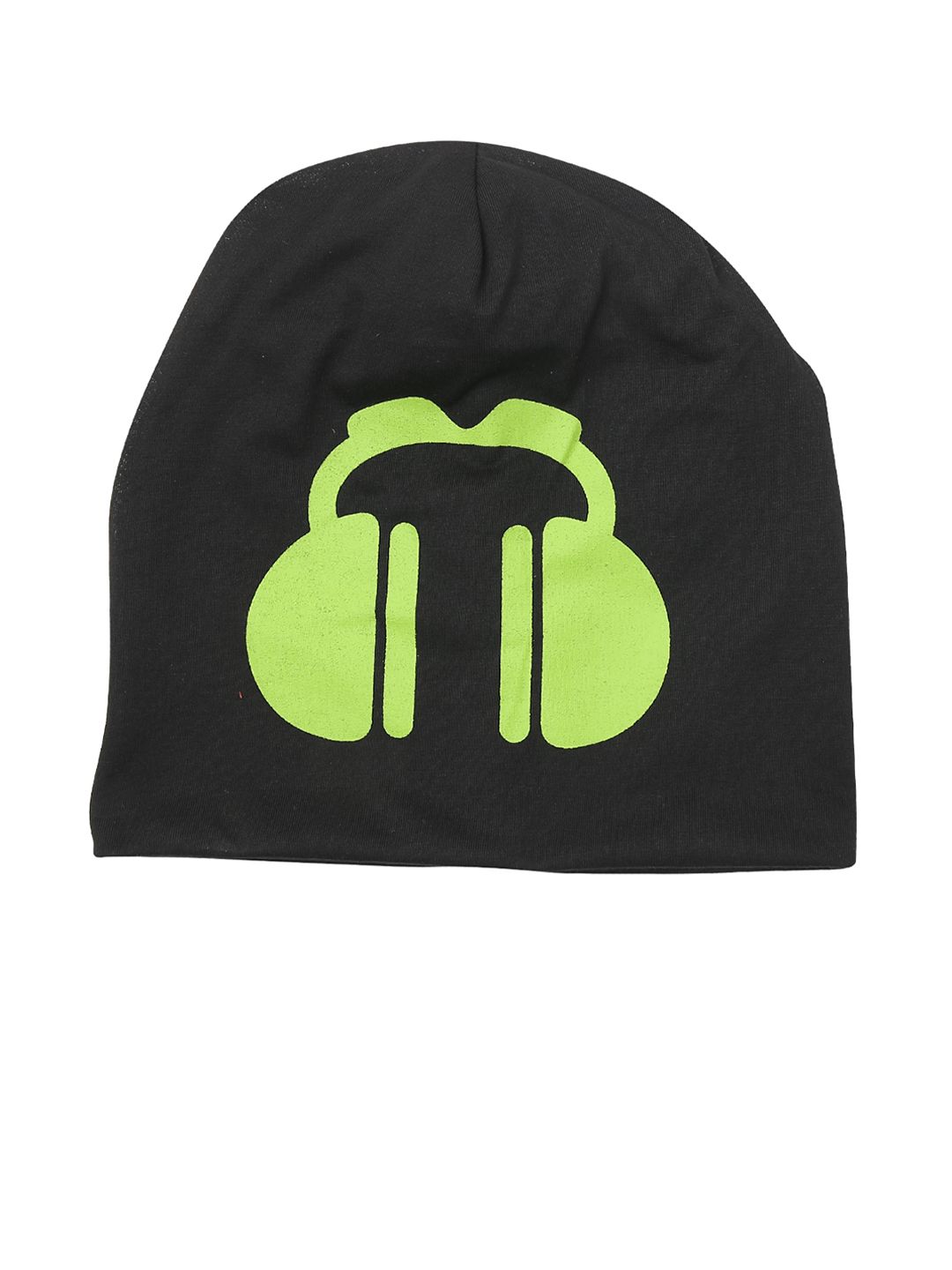 iSWEVEN Unisex Black & Green Printed Cotton Beanie Price in India