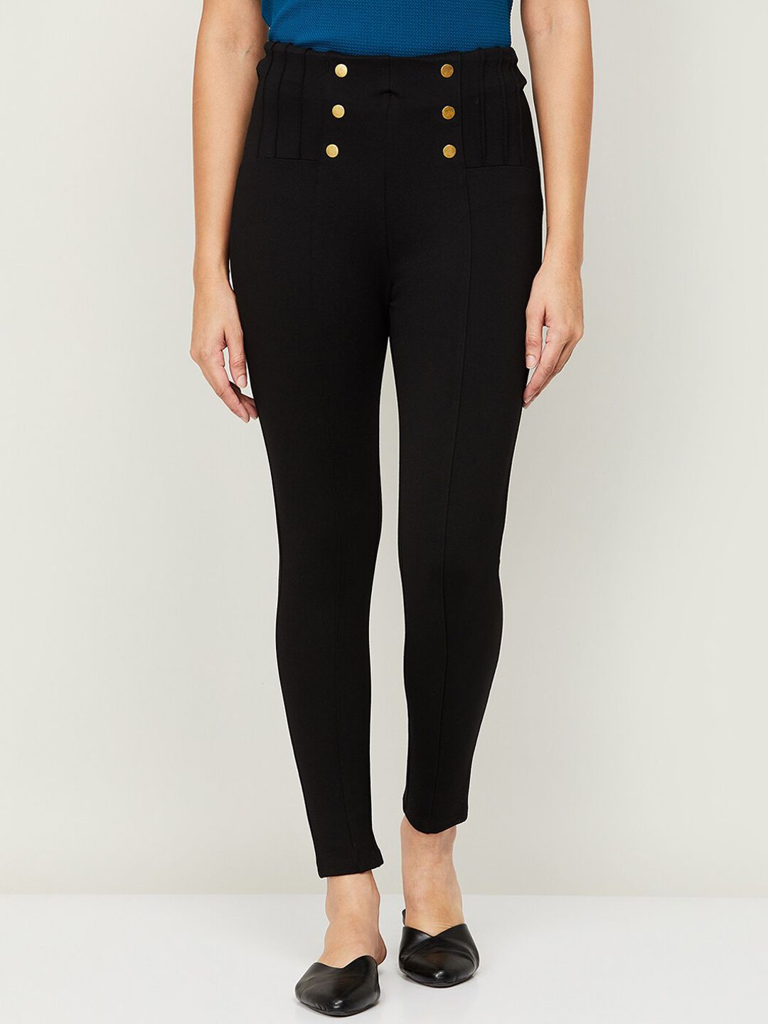 Ginger by Lifestyle Women Black High-Rise Trousers Price in India