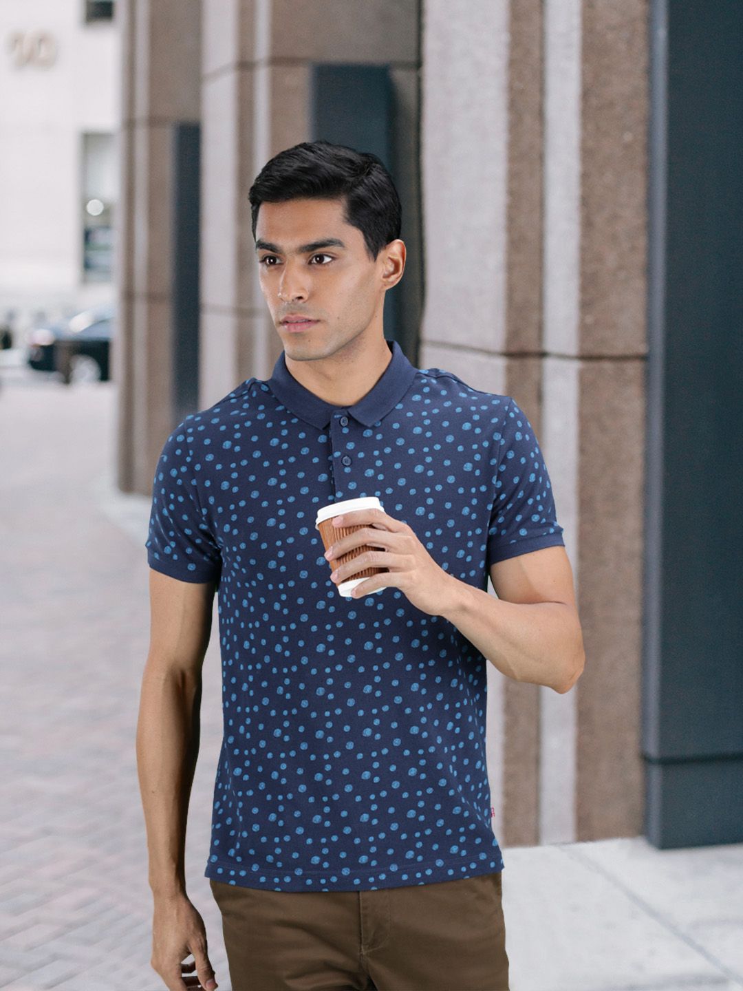 Levis Men Navy Blue Abstract Printed Pure Cotton T-shirt