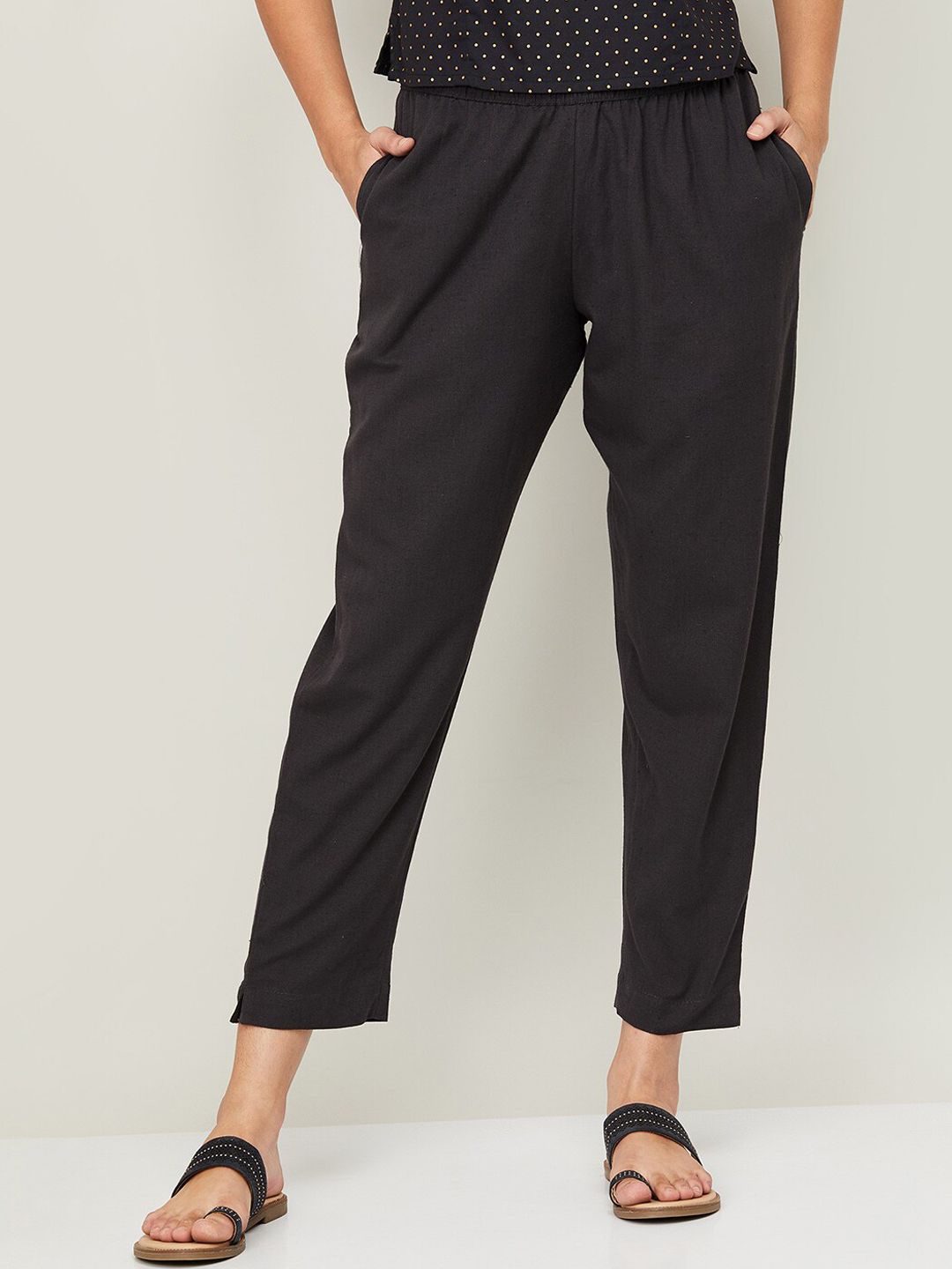 Melange by Lifestyle Women Grey High-Rise Pleated Trousers Price in India